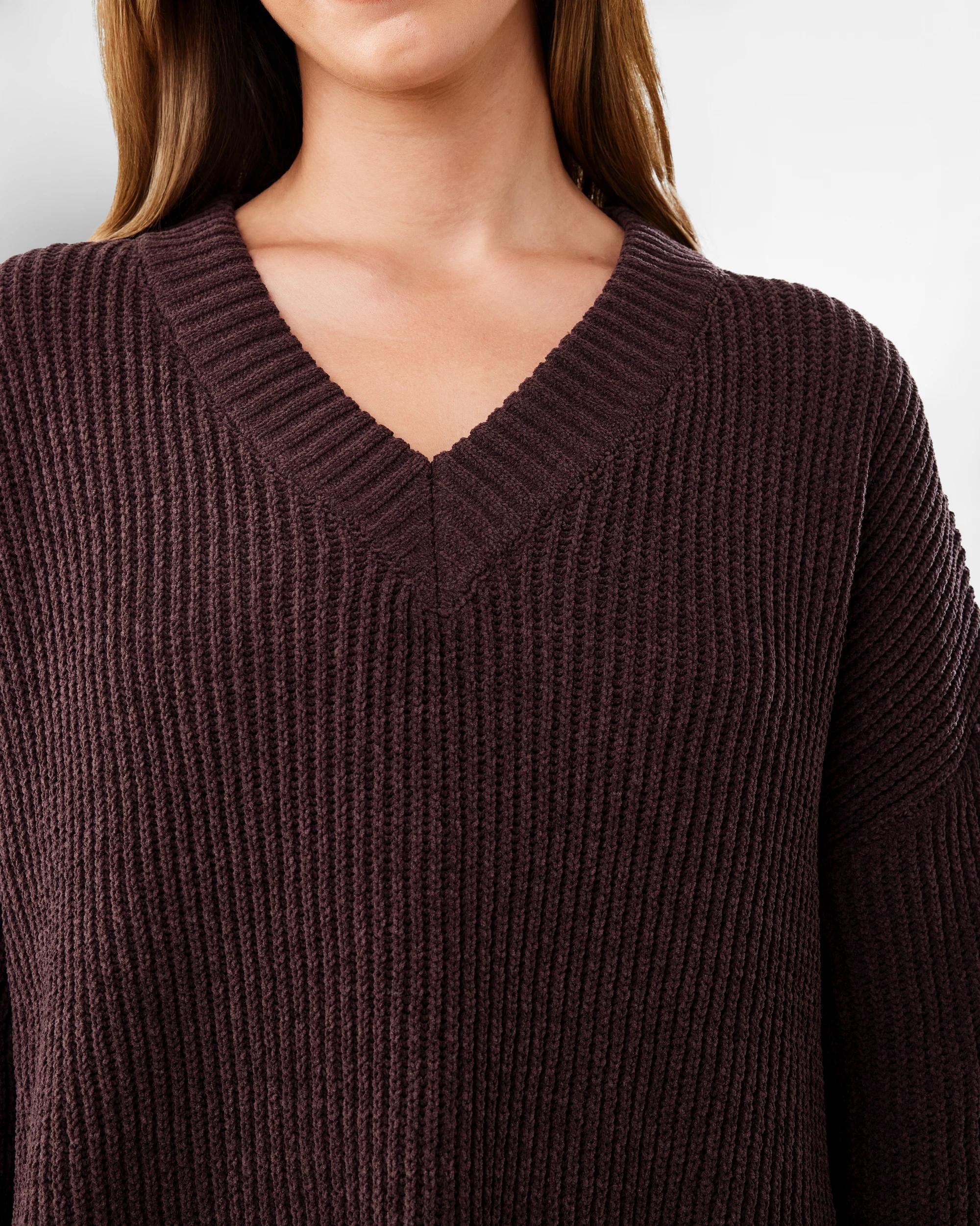5 Chenille V Neck Jumper Melt Brown, 5 of 6