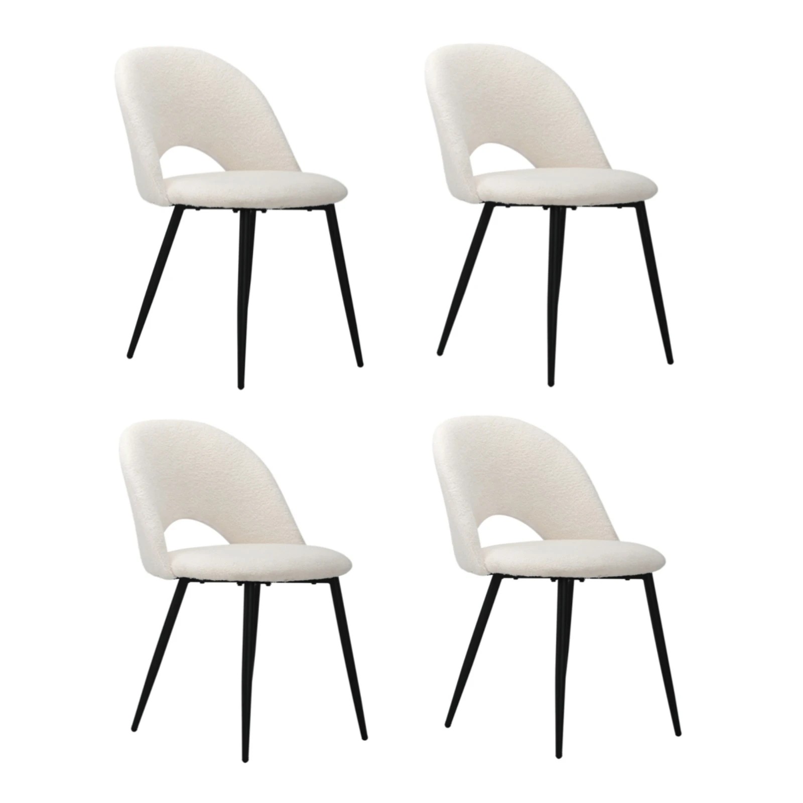 2 Oikiture 4PCS Dining Chairs Accent Chair Armchair Sherpa - White, 2 of 9