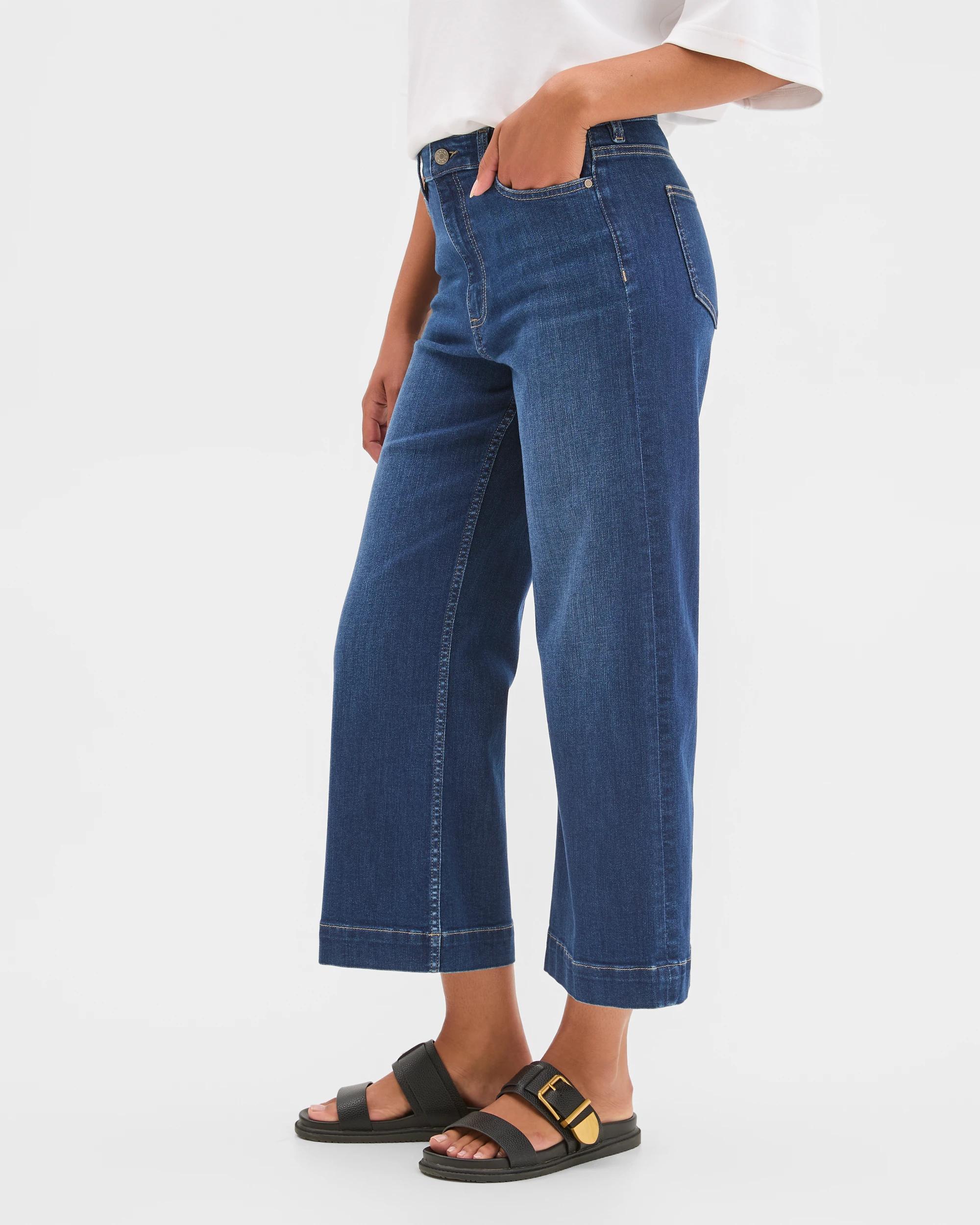 3 Target Woman Kelsey Crop Length Wide Leg Denim Jeans SAPHIRE WASH, 3 of 6