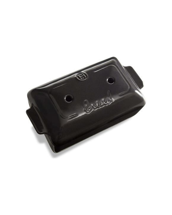 Emile Henry 24cm Ceramic Bread Loaf Baker Dish W/ Lid Tray Rectangle Charcoal - Charcoal
