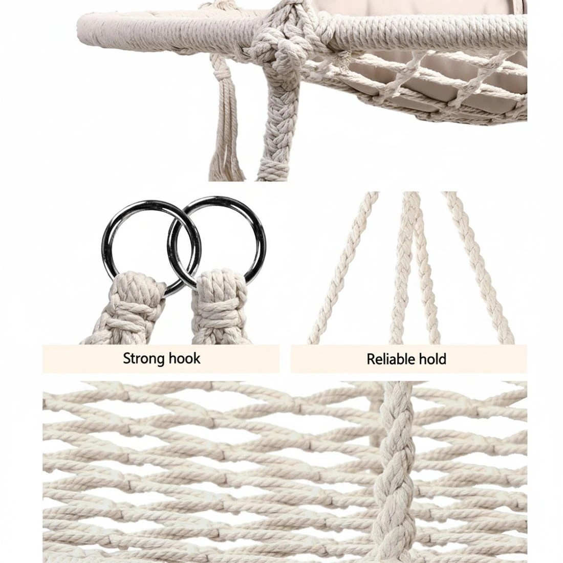 4 Gardeon Hammock Chair with Stand Nest Web Outdoor Swing 100cm - Multi, 4 of 6