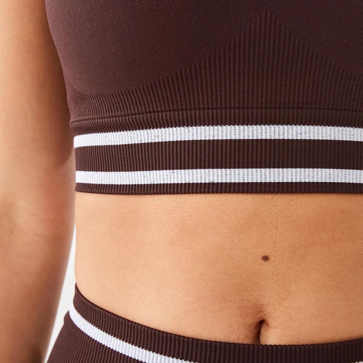 7 Active Womens Seamfree Square Tipping Crop Top Brn Tuscan, 7 of 7