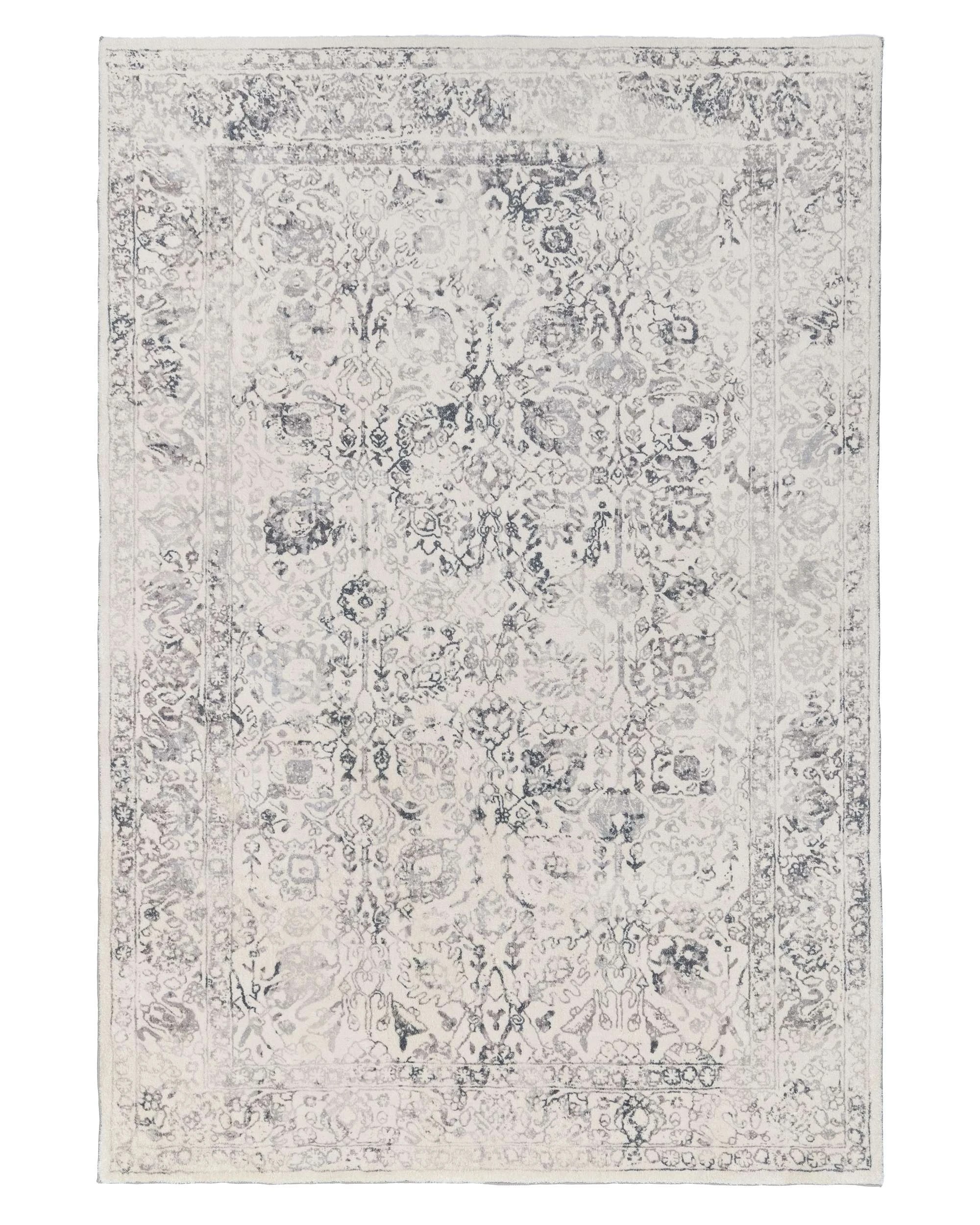 1 Loopsie Yeni Floral Washable Rug-290cm x 200cm - Grey, 1 of 7