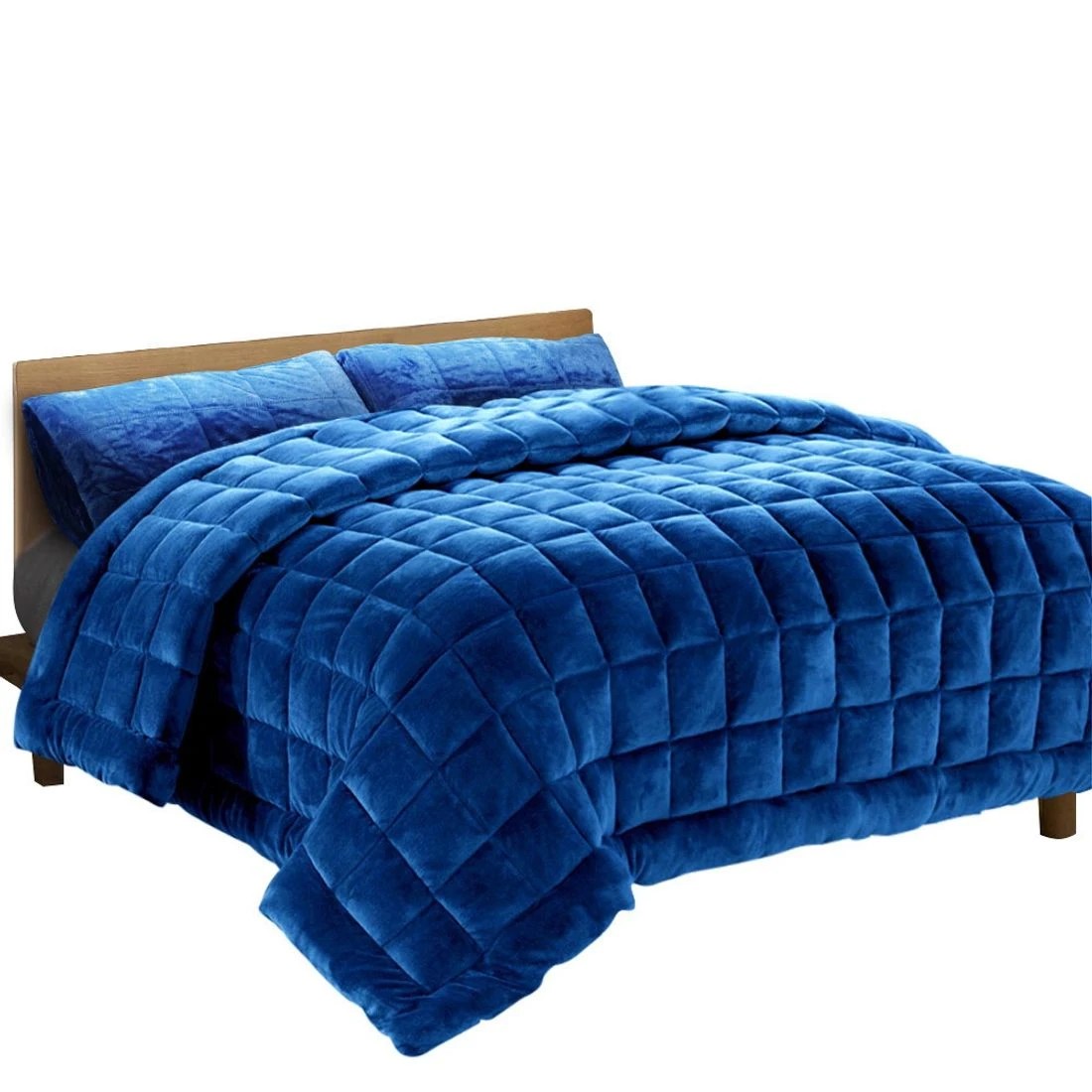 2 Giselle Bedding Faux Mink Quilt Blue - King Bed - Blue, 2 of 8