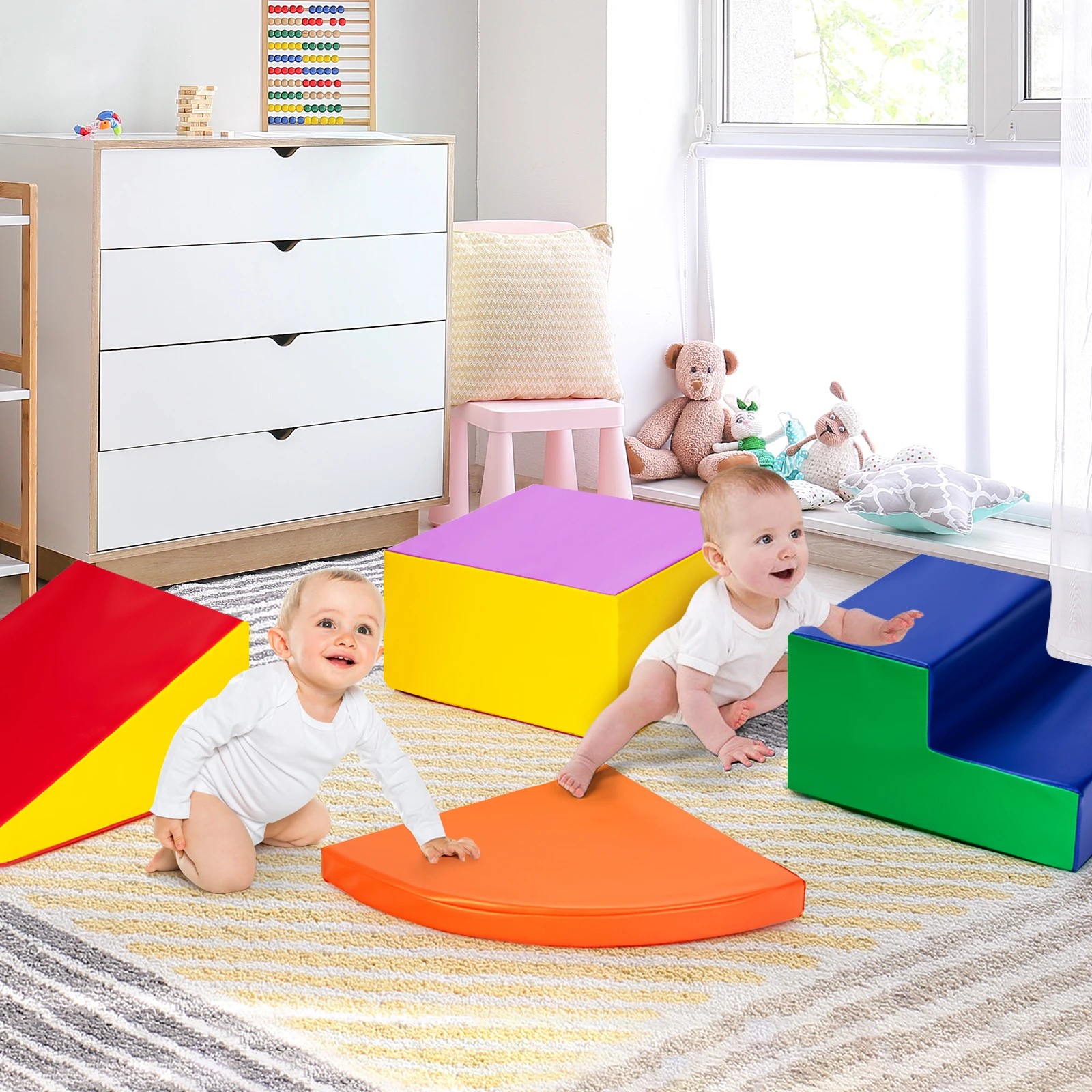 3 Costway 4PCS Soft Blocks Climber & Crawl Foam Playset, 3 of 6