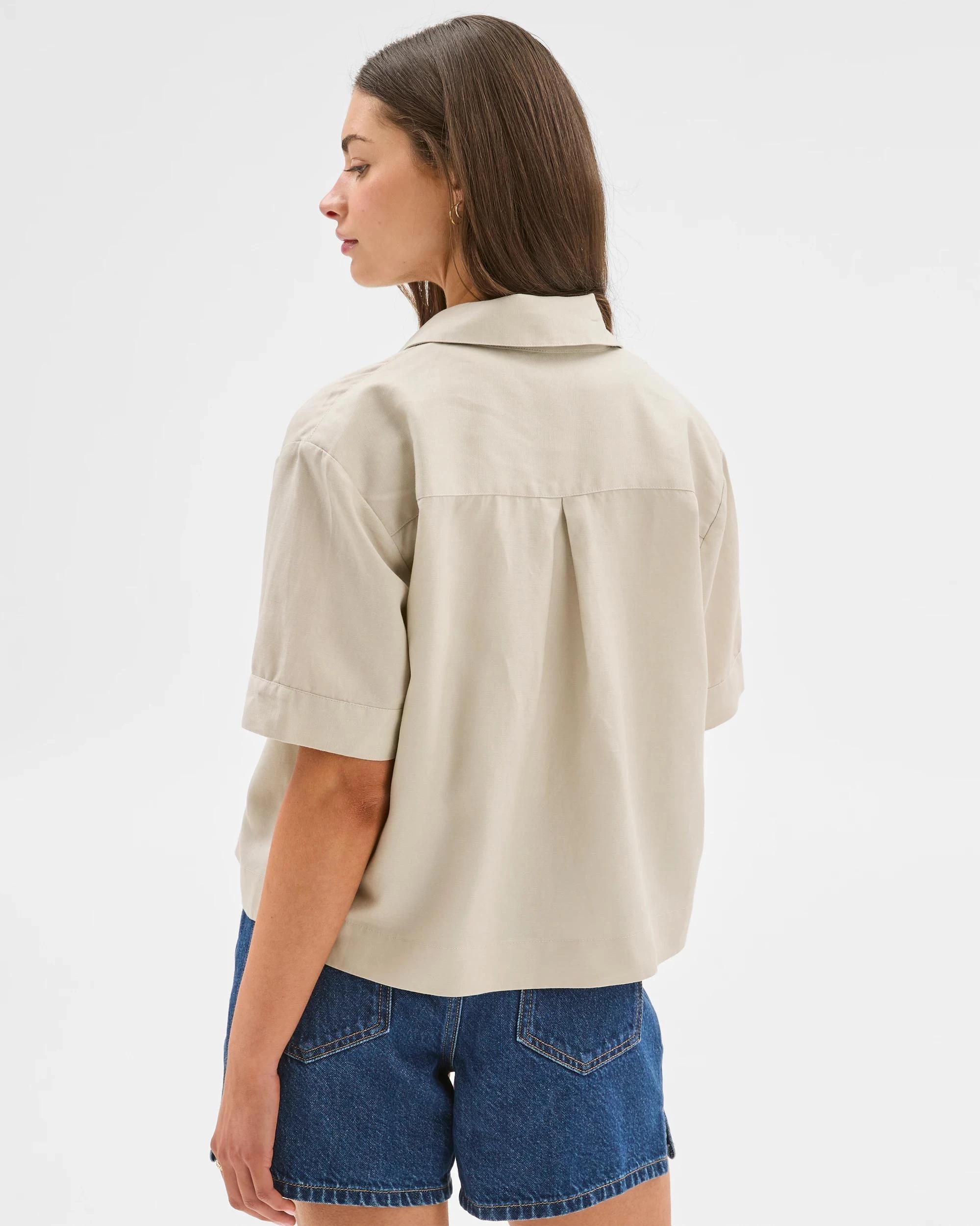 5 Target Petites Button Front Shirt FLAX, 5 of 6