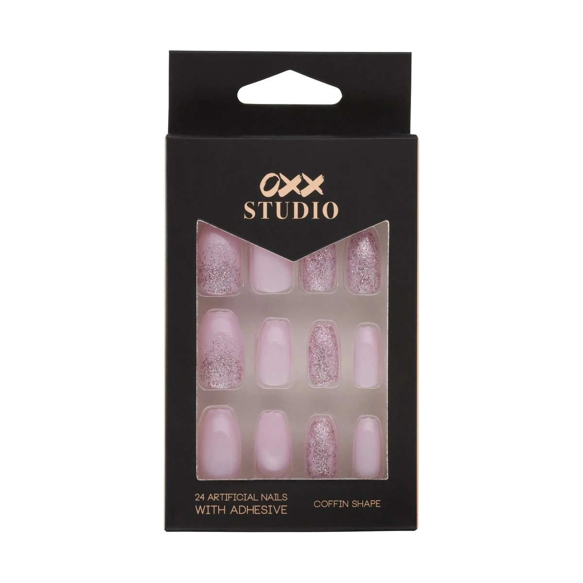 1 OXX Studio 24 Pack Artificial Nails with Adhesive - Pink Fancy, 1 of 2