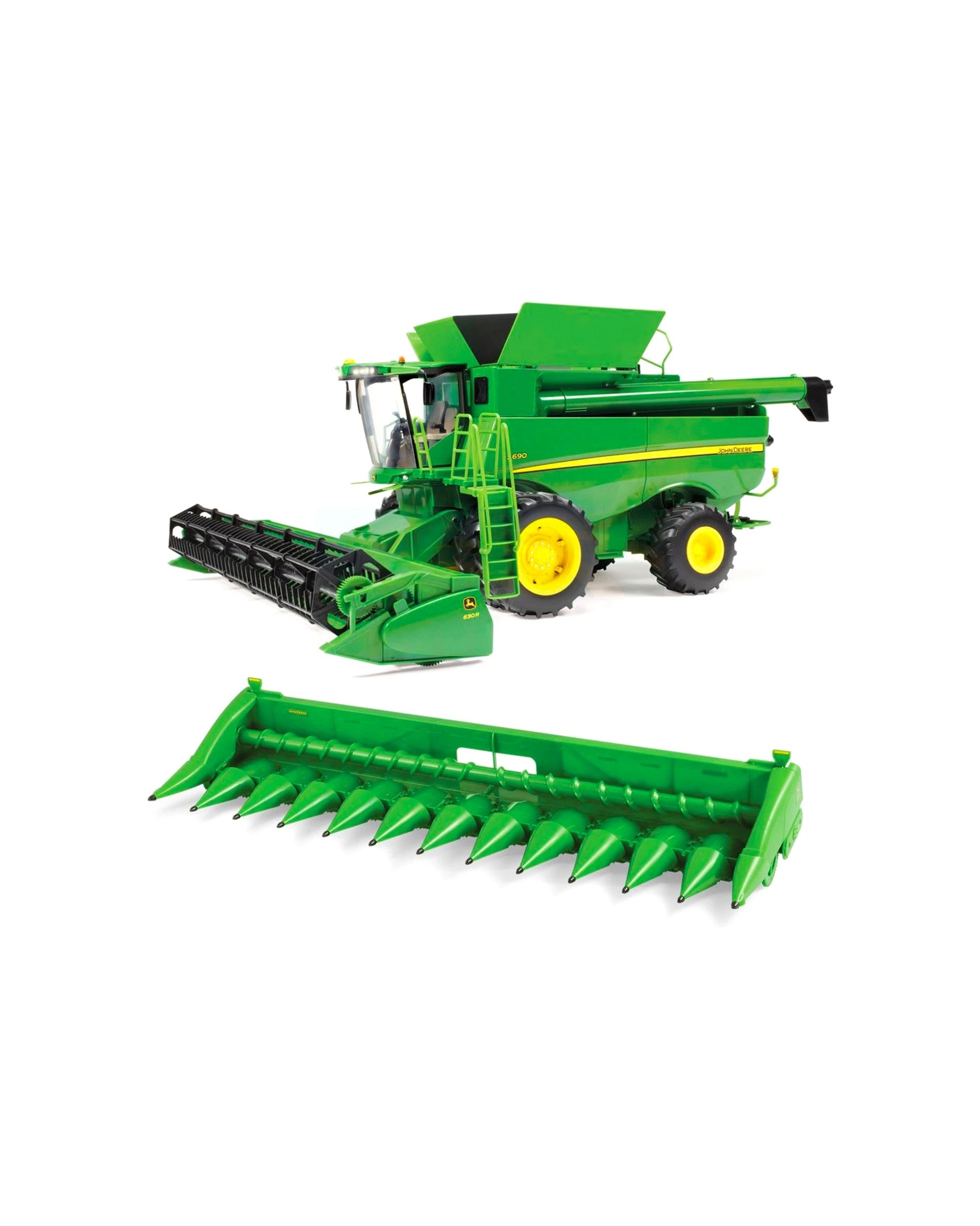 1 John Deere 1 16 Toy Combine Harvester With Corn And Grain Heads 65cm 3 Plus - Green, 1 of 2