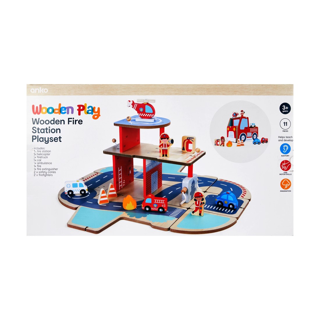 8 11 Piece Wooden Fire Station Playset, 8 of 8