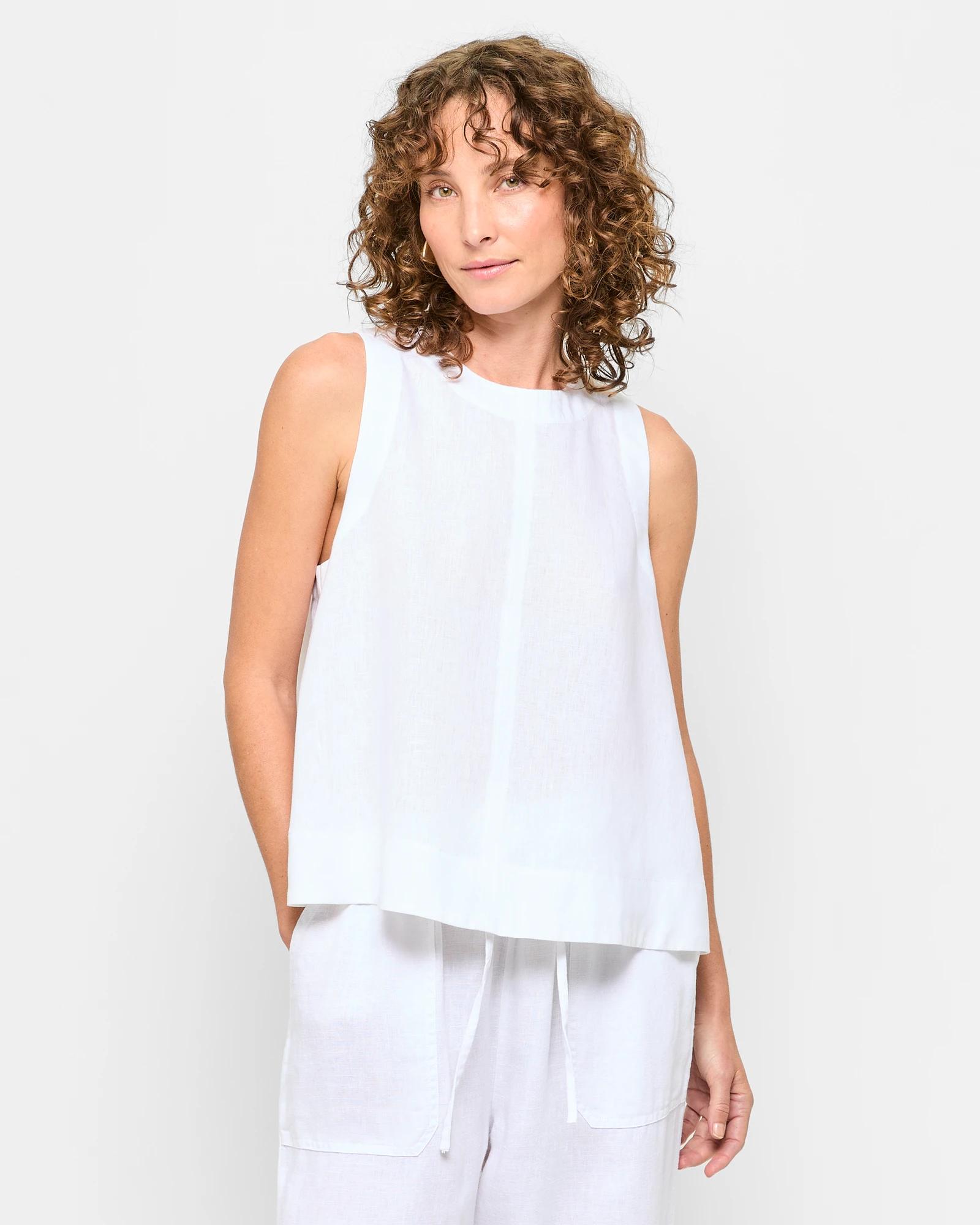 1 Target European Linen Tank Top WHITE, 1 of 5