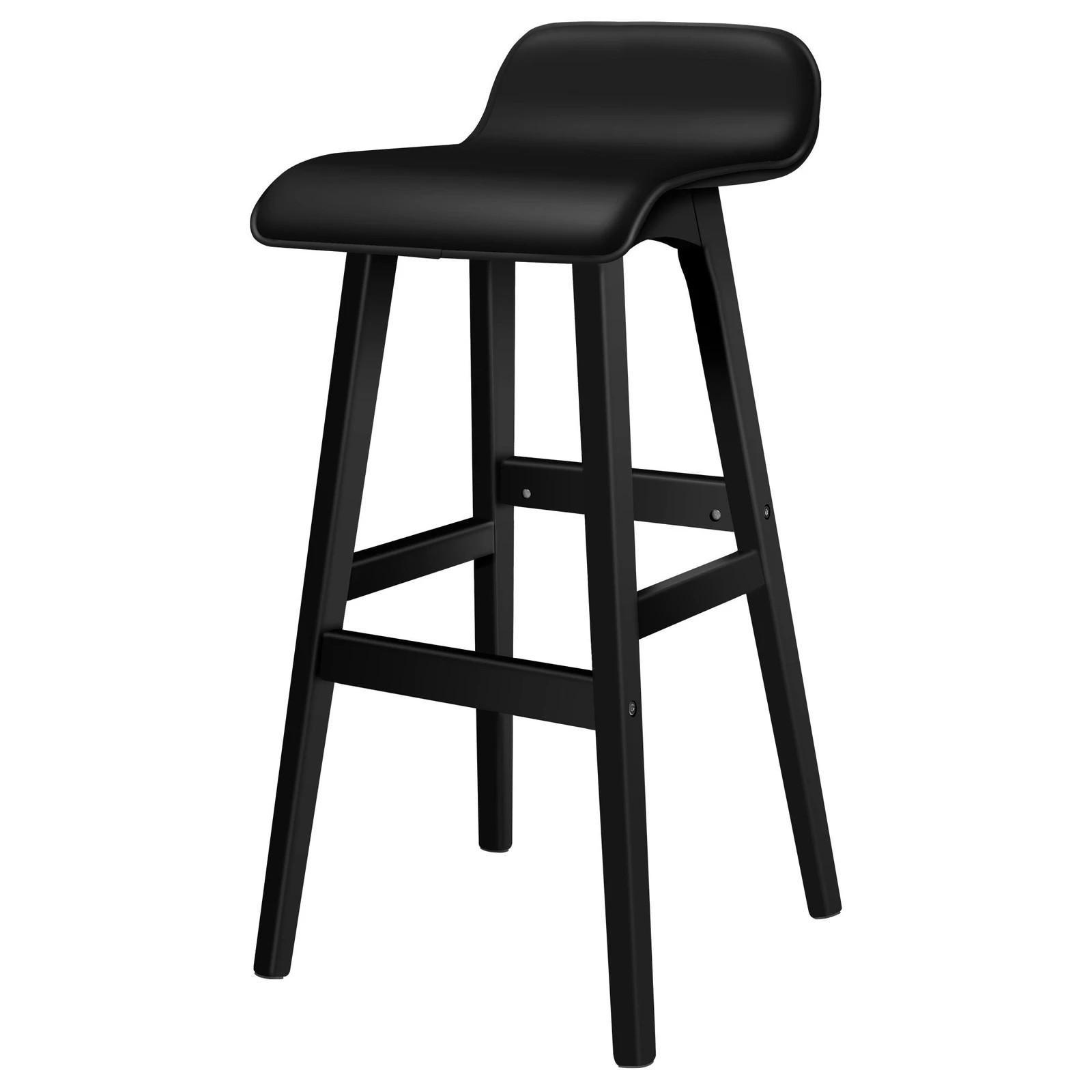 6 Alfordson 2x Wooden Bar Stools Kitchen Dining Chair Leather Samuel - Black, 6 of 10