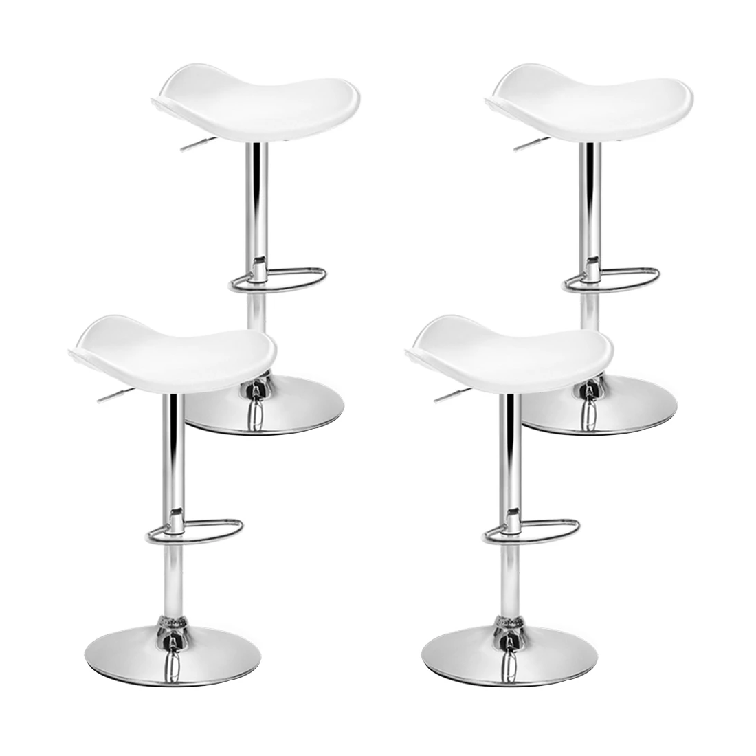 1 Artiss 4x Bar Stools Leather Gas Lift Chair - White, 1 of 6