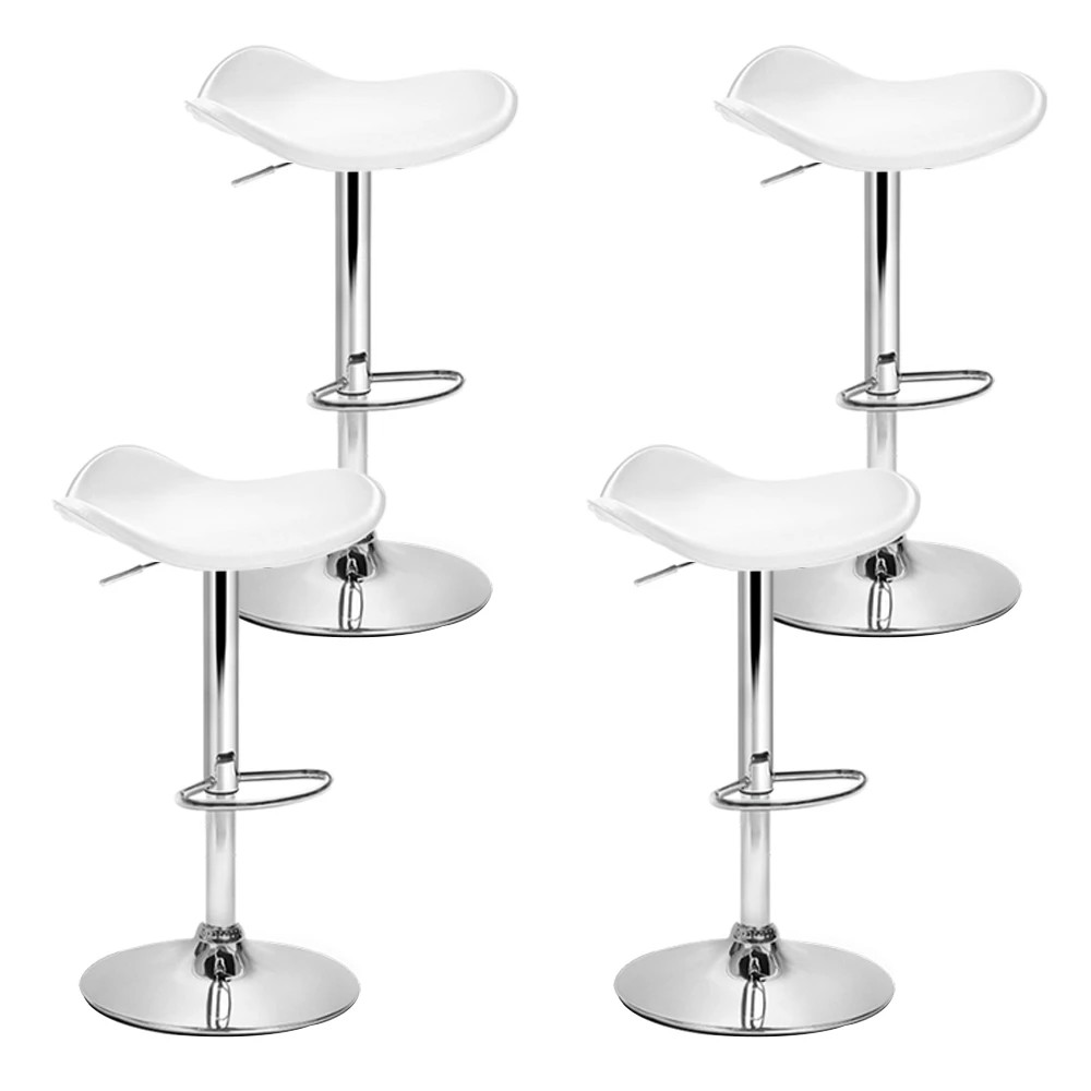 1 Artiss 4x Bar Stools Leather Gas Lift Chair - White, 1 of 4