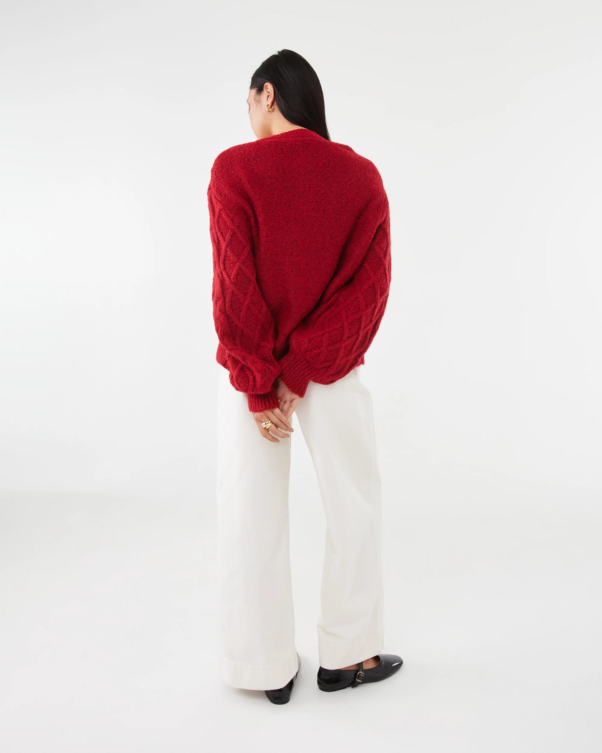 7 Cable Cardigan Spice Red, 7 of 11
