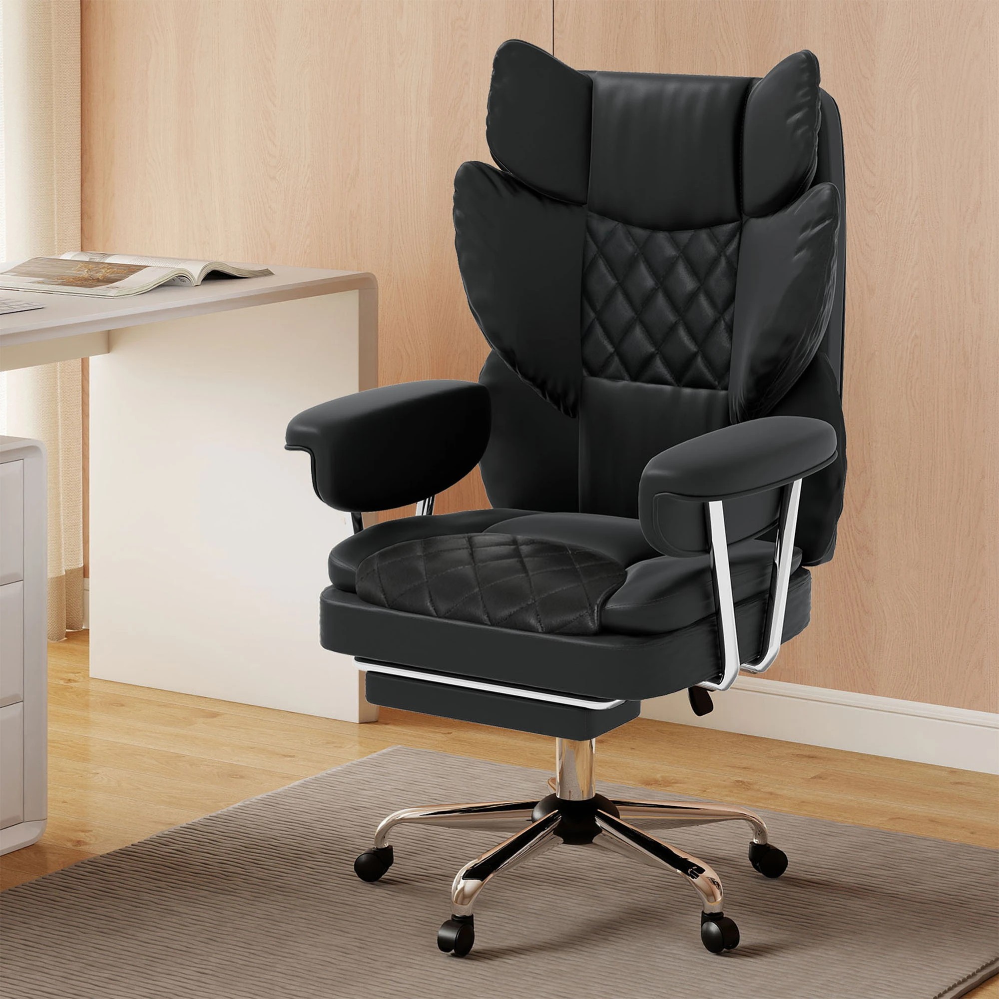 8 Levede Office Chair PU Leather - Black, 8 of 9