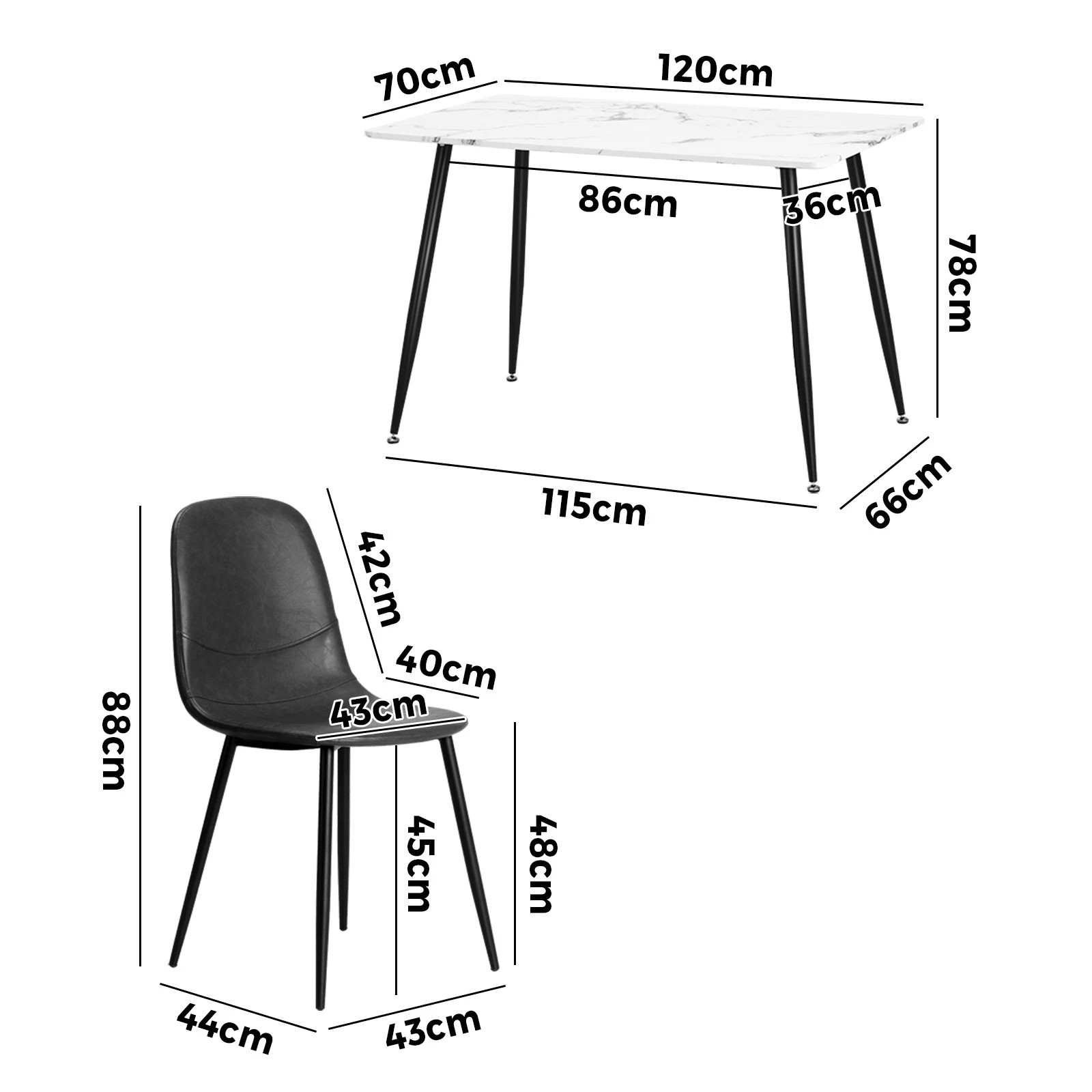 9 Oikiture 120cm Rectangle Dining Table With 4pcs Dining Chairs Pu
 - Multi, 9 of 10