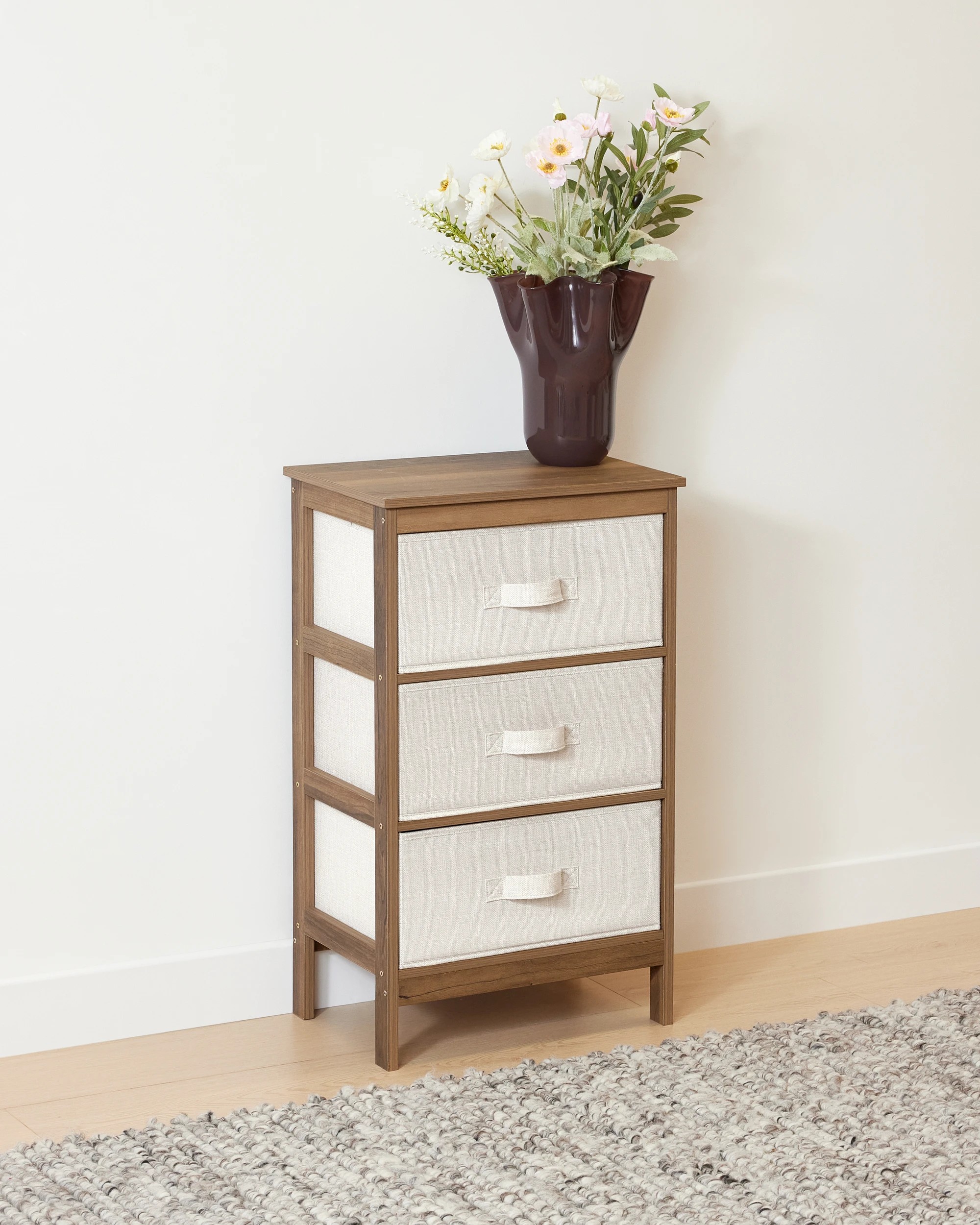 1 3 Drawer Walnut Look Chest, 1 of 7