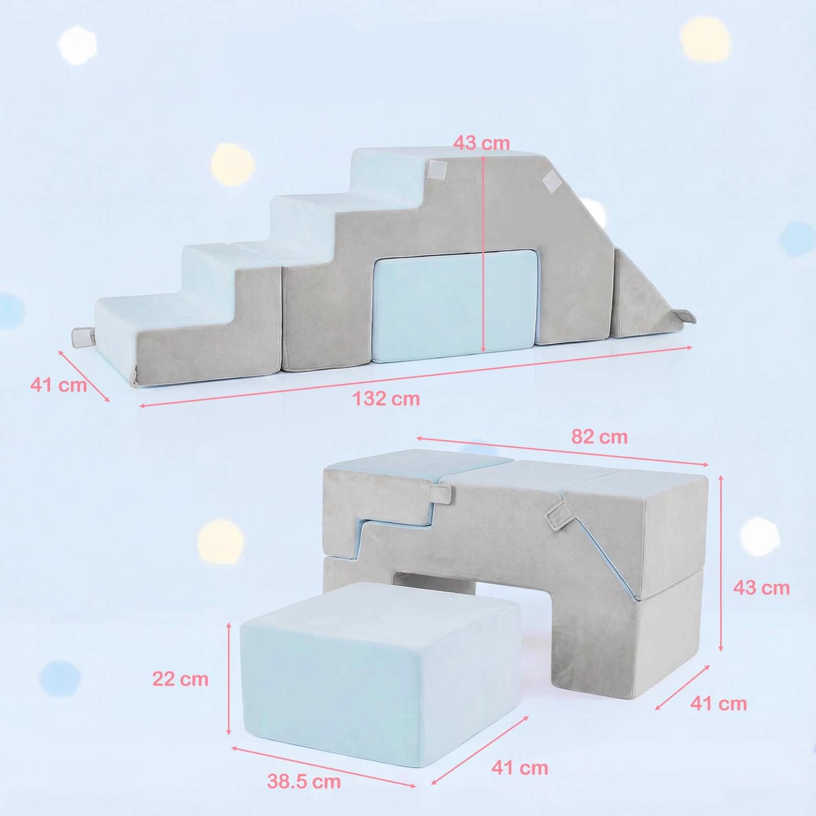 2 Costway 4-in-1 Foam Climbing Blocks Soft Climb Crawl Play Set - Grey, 2 of 3