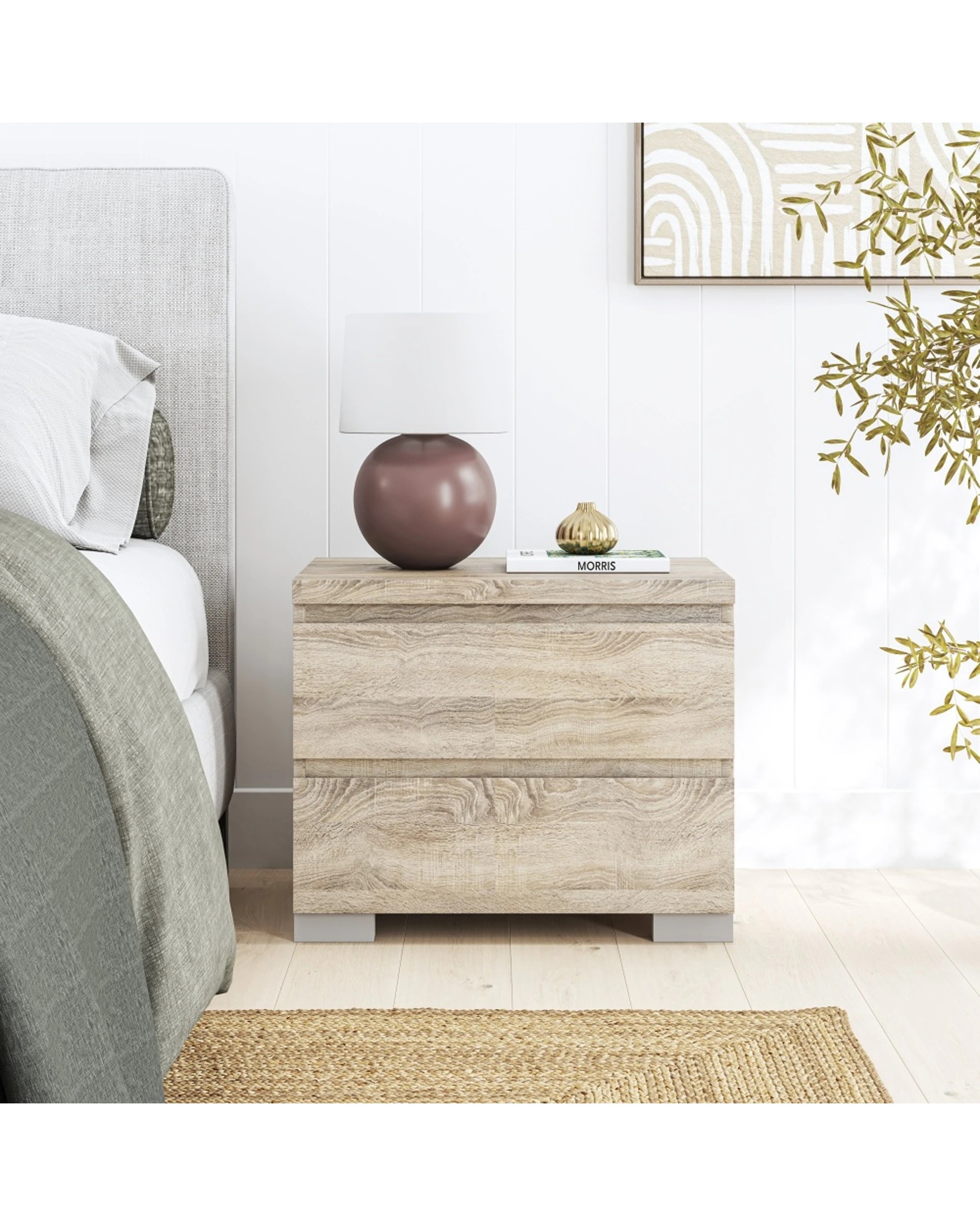 2 Alpine Bay Elara Bedside Table 2 Drawer - Brown, 2 of 7