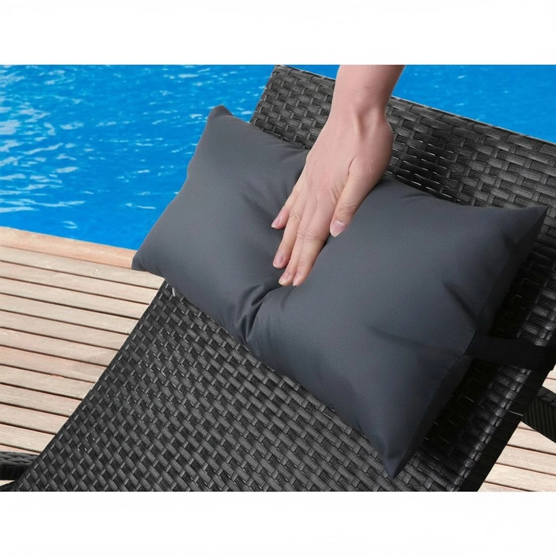 5 Gardeon Sun Lounge Wicker Lounger Outdoor Furniture Beach Chair Armrest Adjustable - Black, 5 of 7
