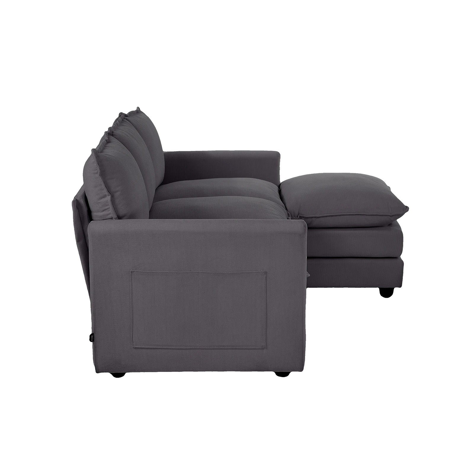 6 Oikiture Sofa Ottoman Set Modular Couch Lounge - Grey, 6 of 10