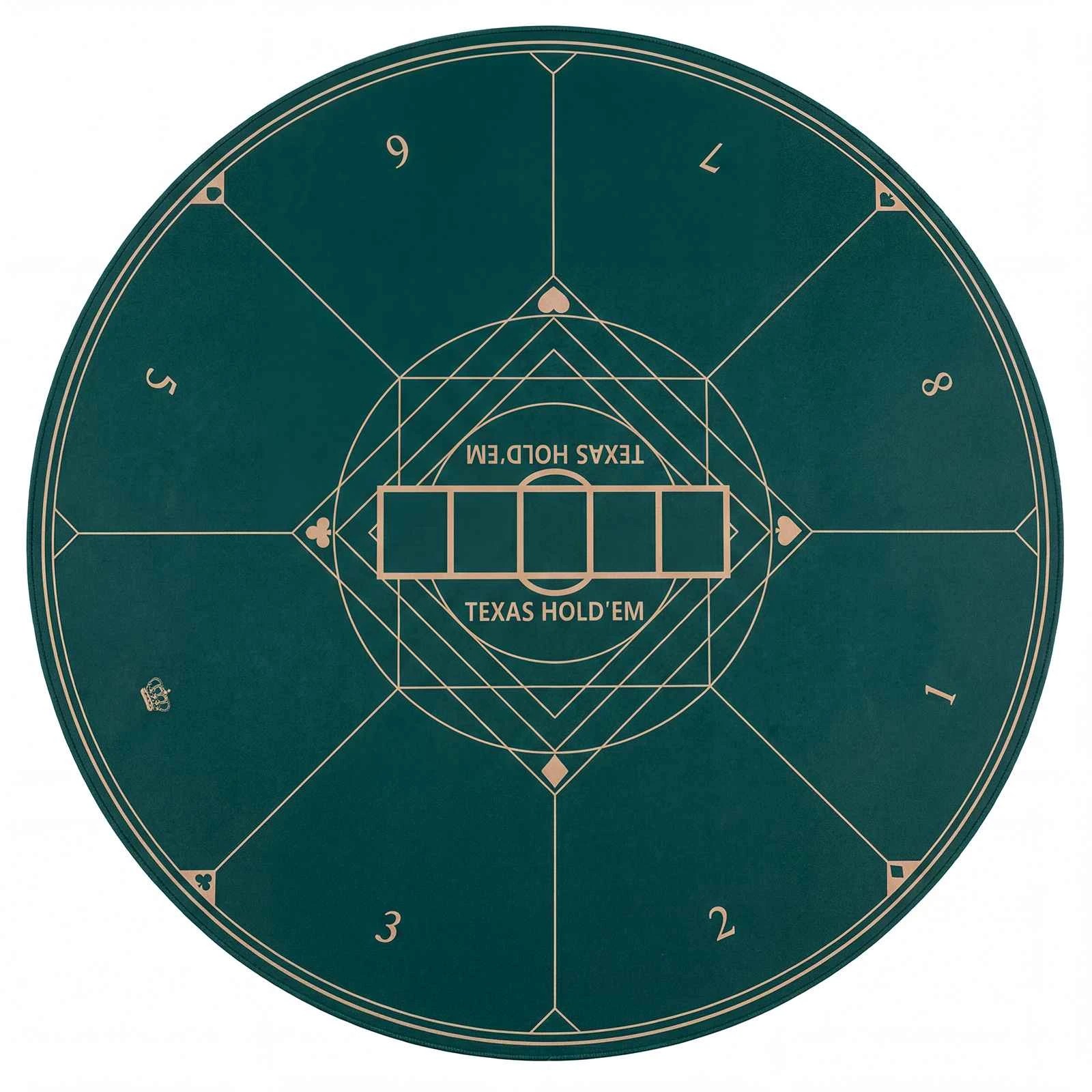 1 Costway Round Poker Mat Texas Holdem 100cm Table Layout 8 Player Card Game Table Top, 1 of 1