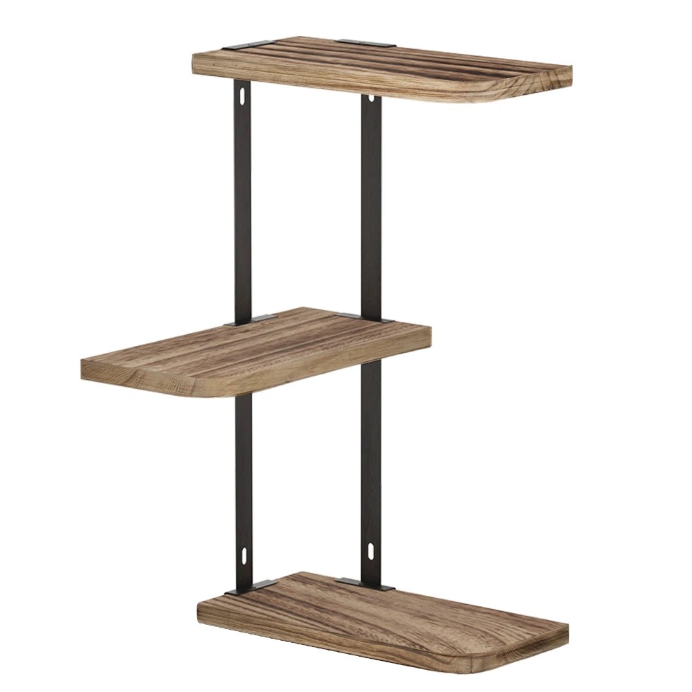 1 Artiss Floating Wall Shelf 3-Tier - Brown, 1 of 5