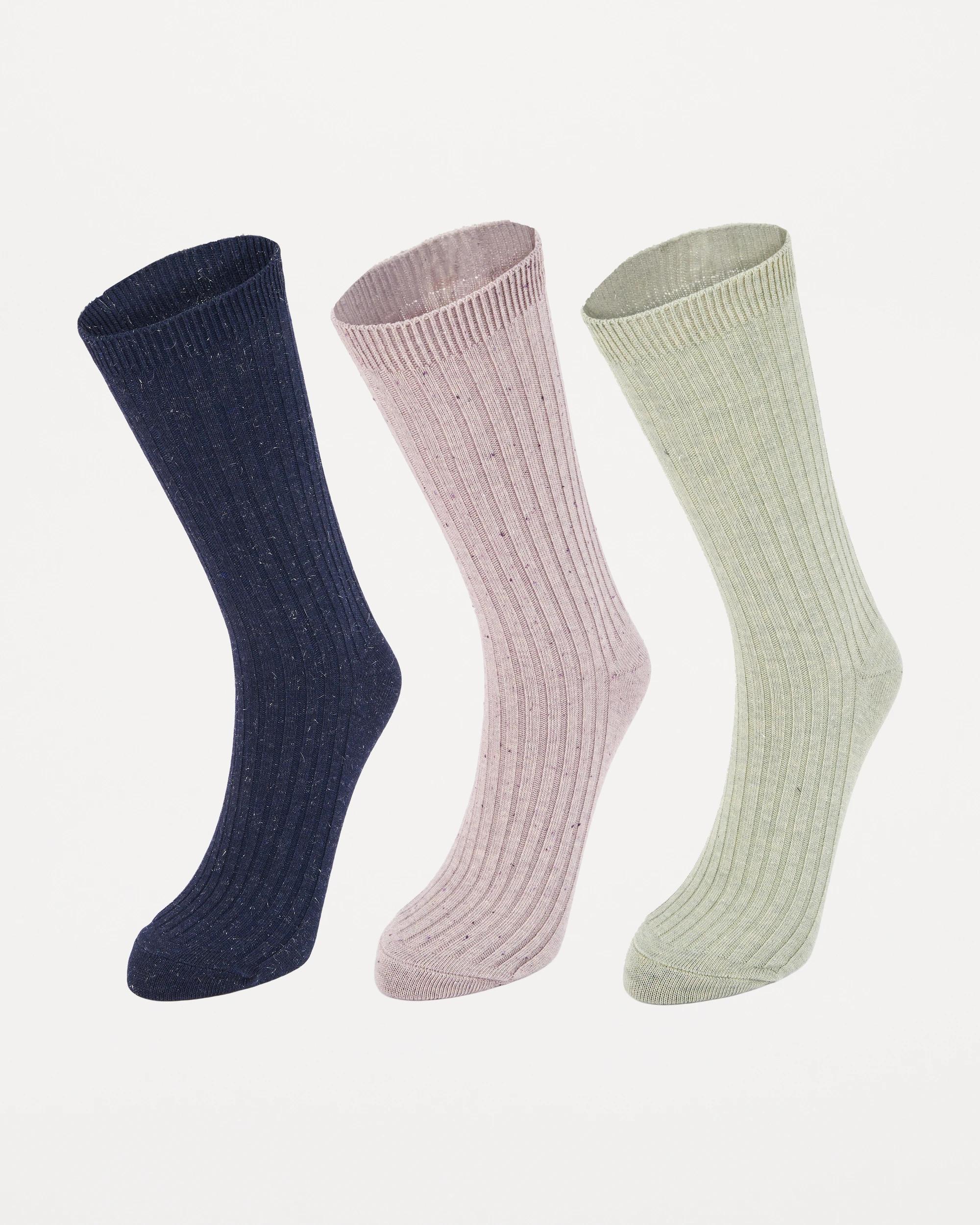 1 3 Pack Bamboo Rib Crew Socks Cool Lurex, 1 of 3