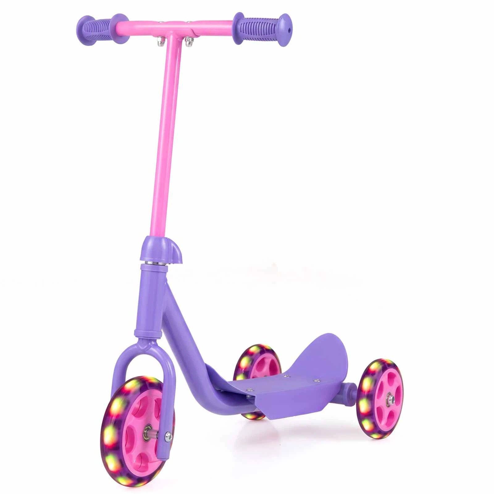 1 Costway 3 Wheel Scooter Kid Kick Scooter w/LED Wheels Ride On Toy Gift - Purple, 1 of 1