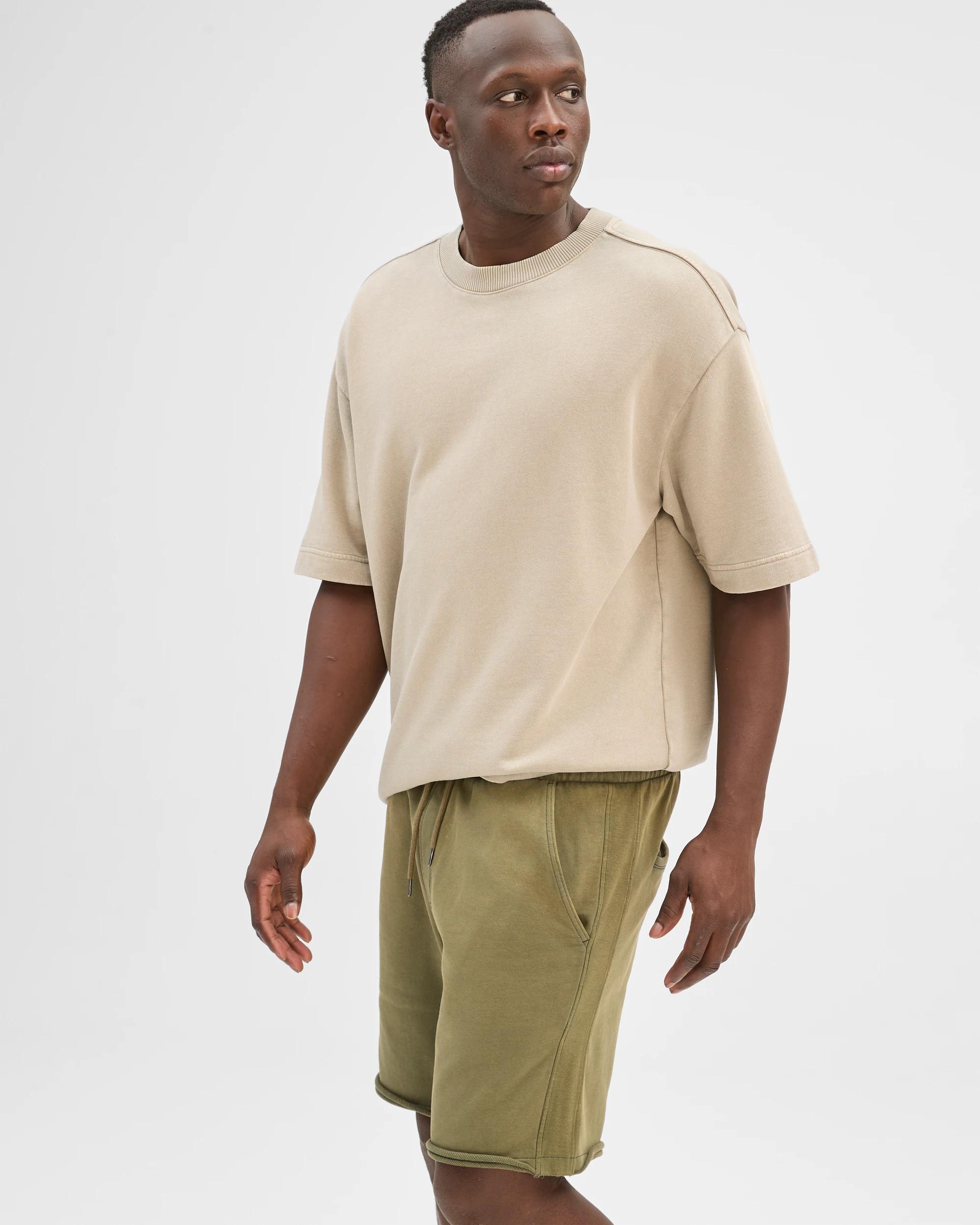 5 Commons Australian Cotton Rib Stripe Fleece Shorts MILITARY GREEN, 5 of 7