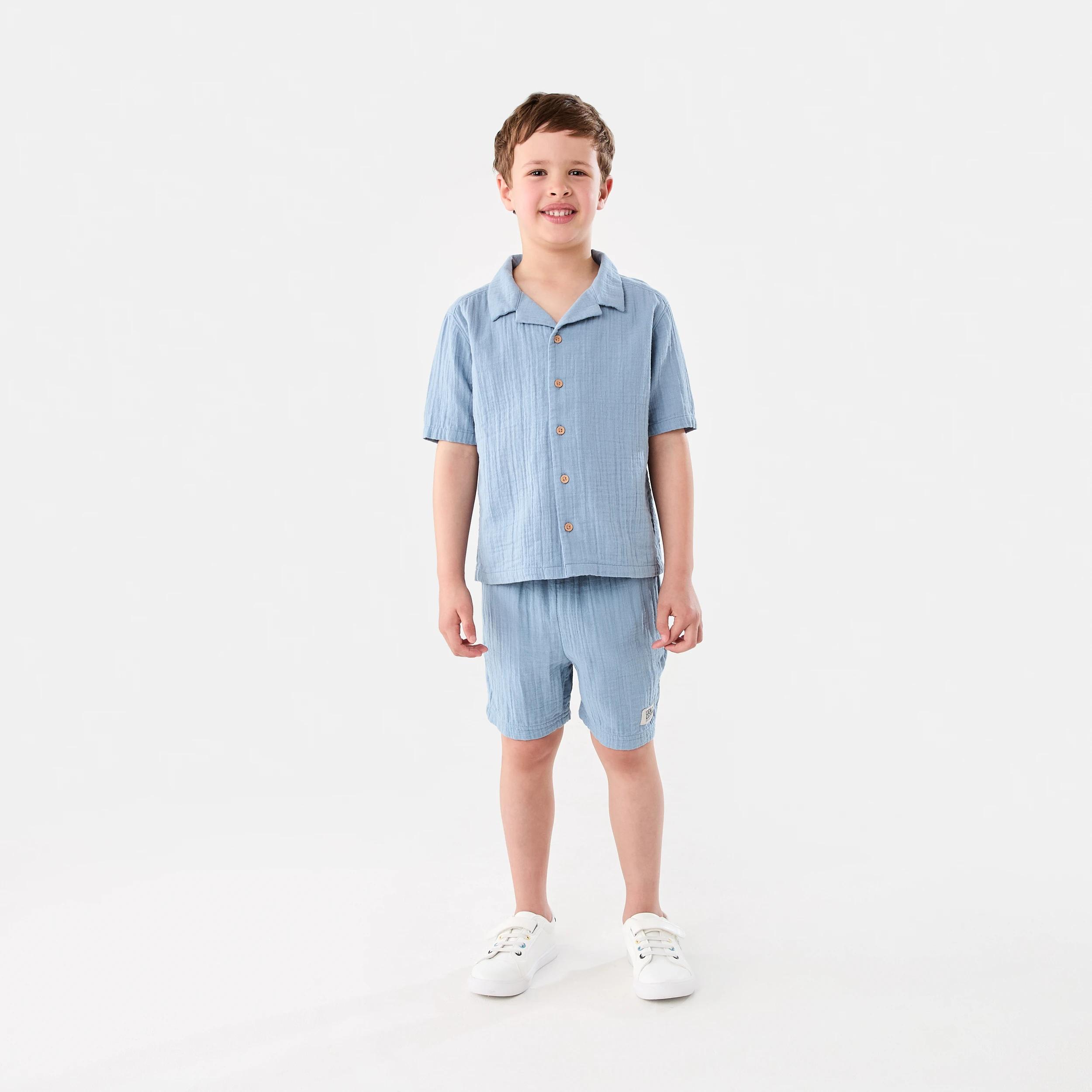 6 Short Sleeve Double Cloth Shirt FADED DENIM, 6 of 7