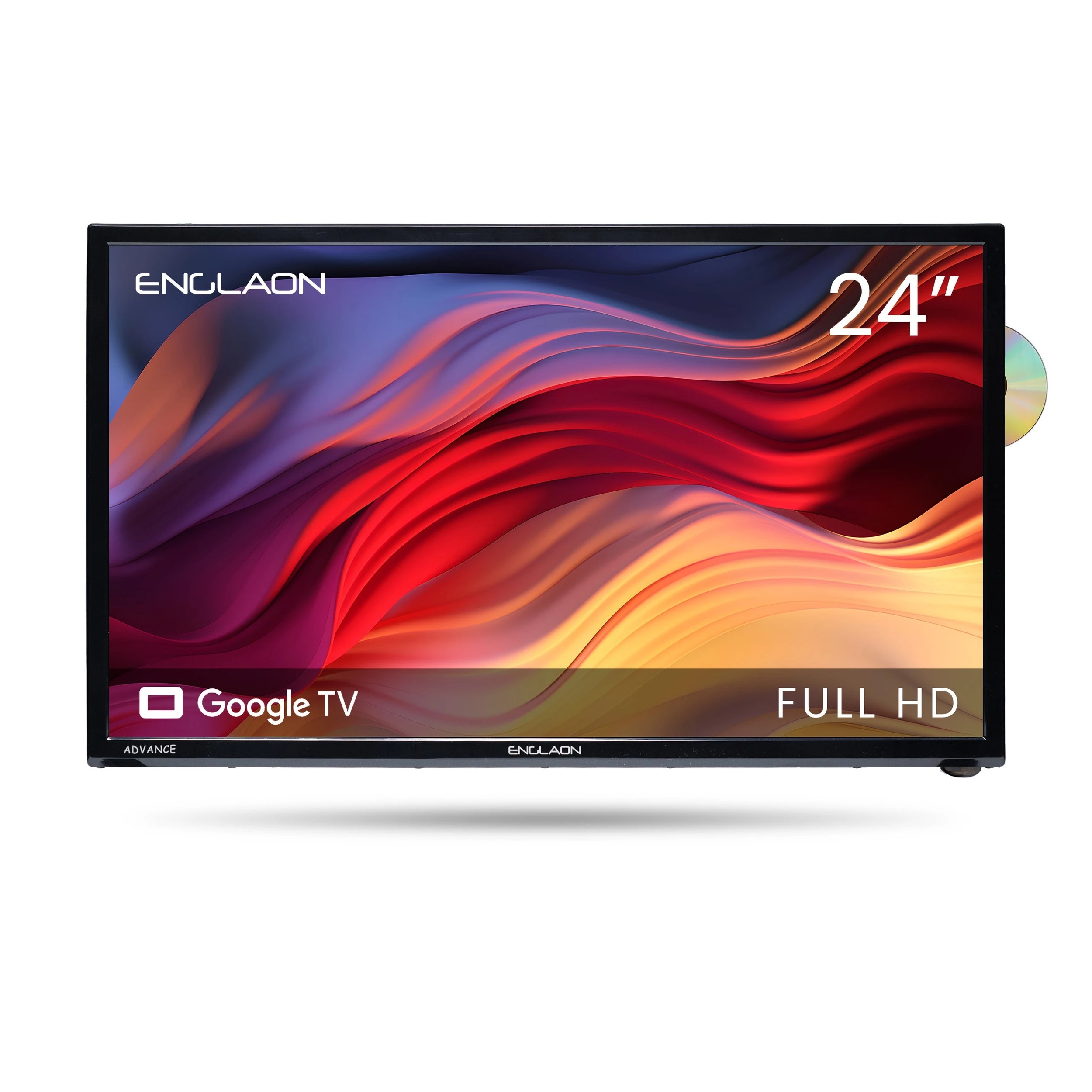 1 ENGLAON 24’’ Full HD Smart 12V TV With Built-in DVD Player, Chromecast, Bluetooth & Google TV - Black, 1 of 10