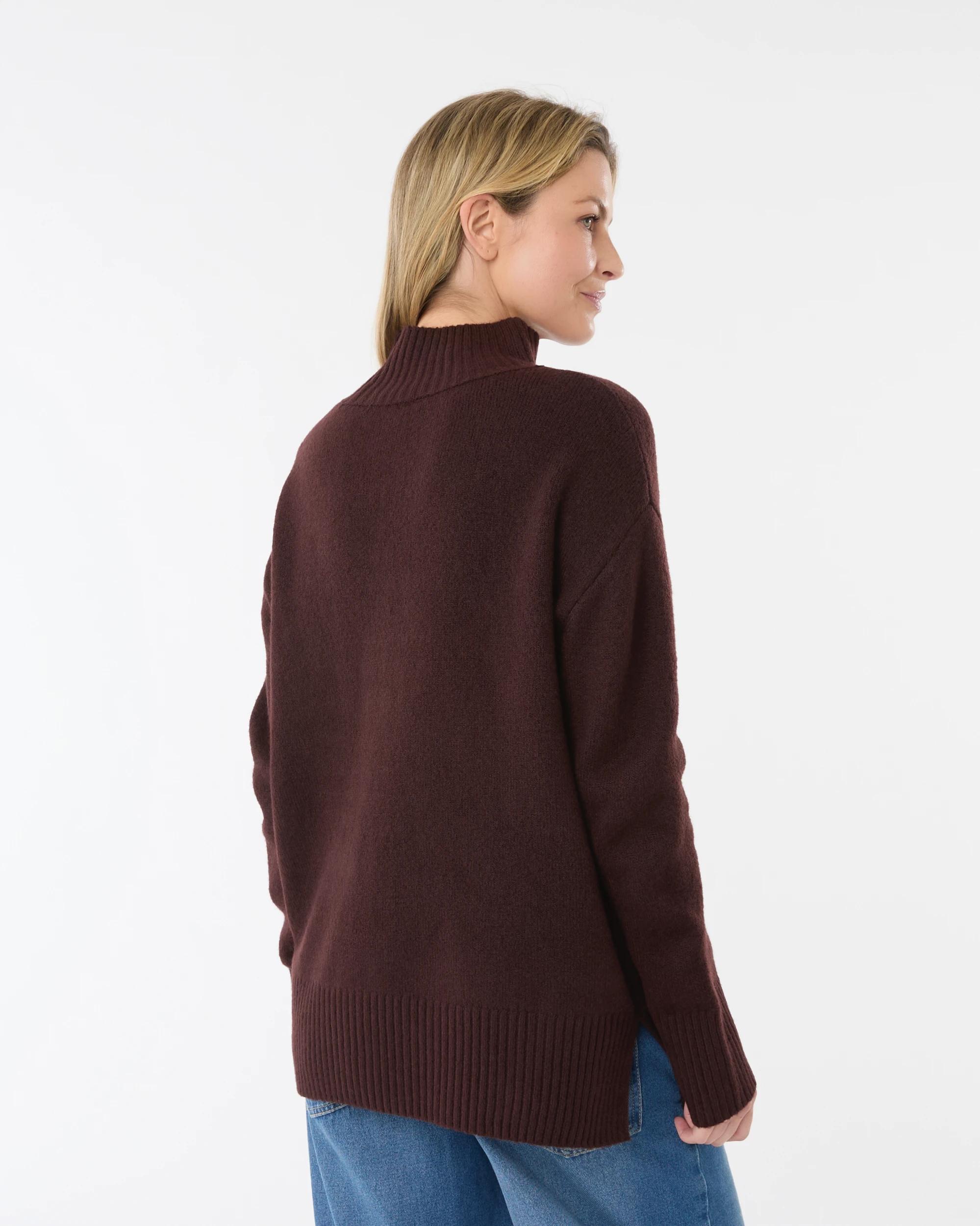 3 Funnel Split Hem Jumper Choc Plum, 3 of 6