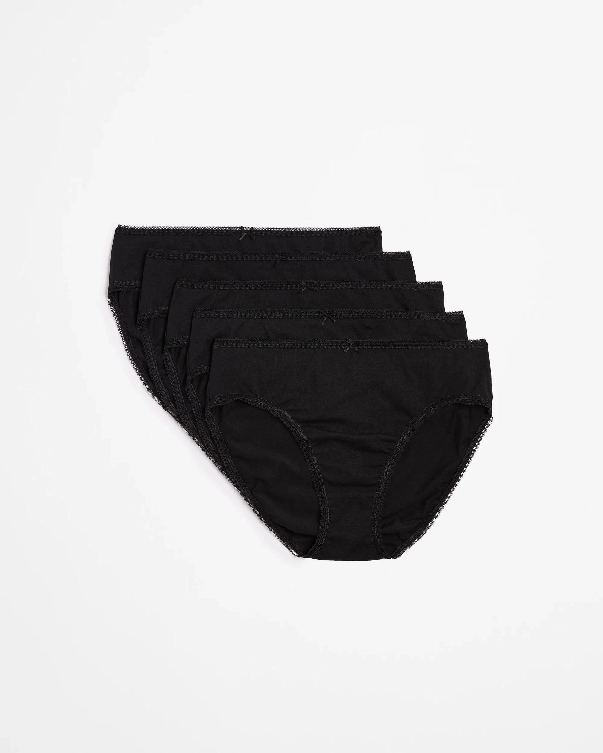 1 Target 5 Pack Cotton/Elastane High Cut Briefs BLACK, 1 of 5