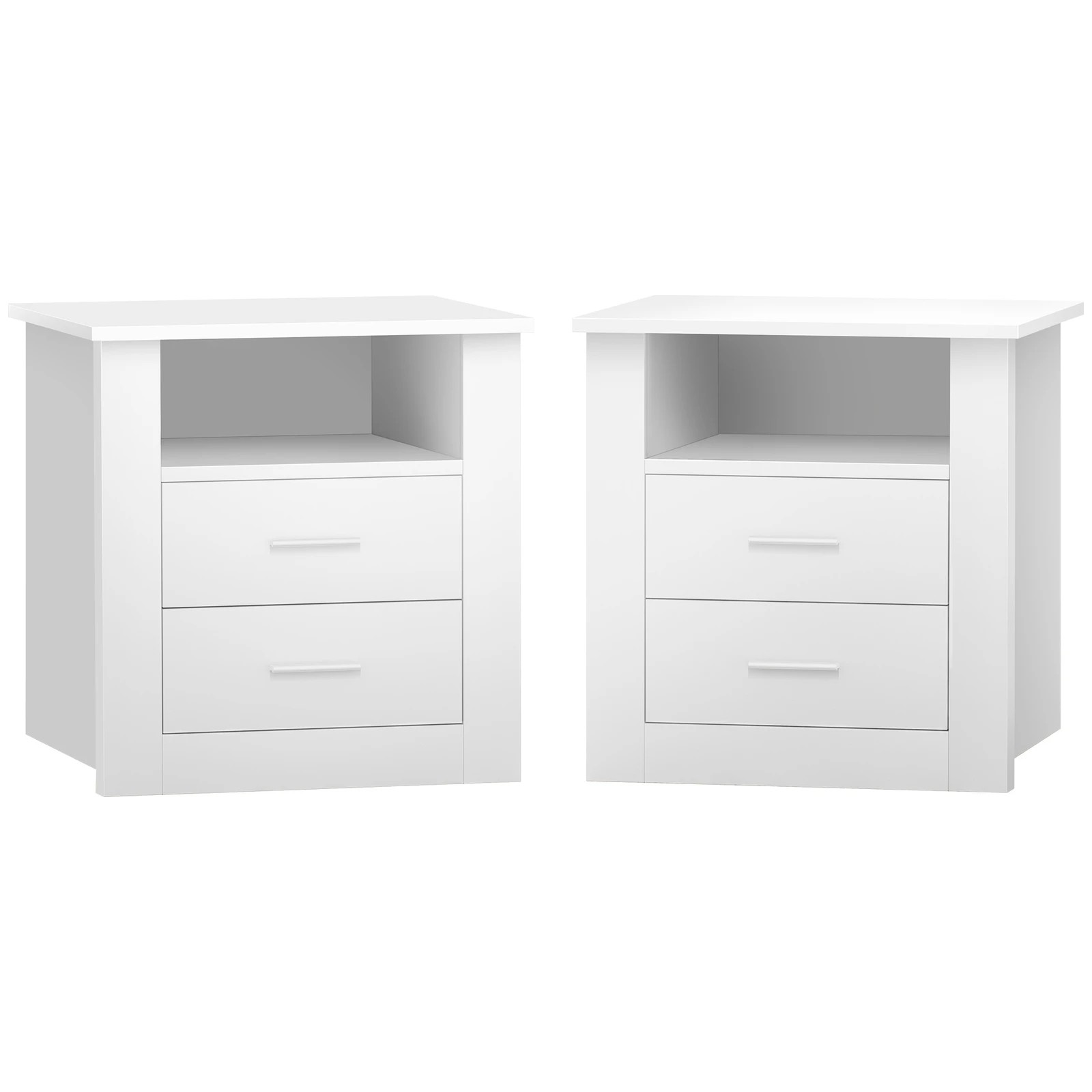 1 Alfordson 2x Bedside Table Nightstand Storage Cabinet Side Table Classic - White, 1 of 10
