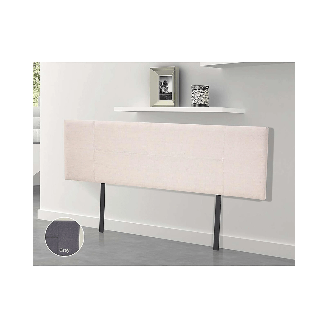 2 Palermo Designer Stitched Linen Bedhead — Grey, Adjustable Leg Height 42–55cm
 - grey, 2 of 4