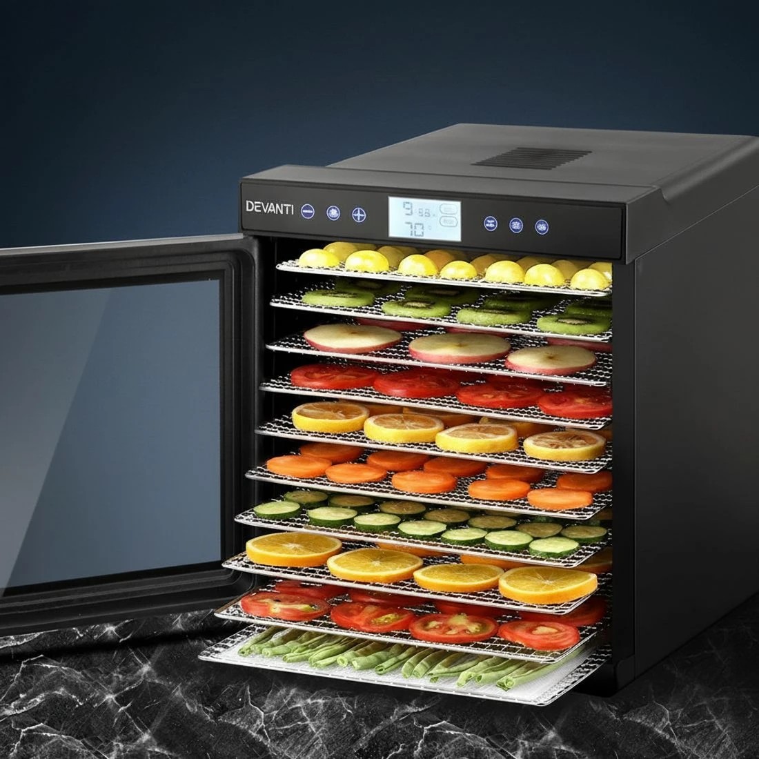 1 Devanti 10 Trays Food Dehydrator Stainless Steel Tray - Black, 1 of 7