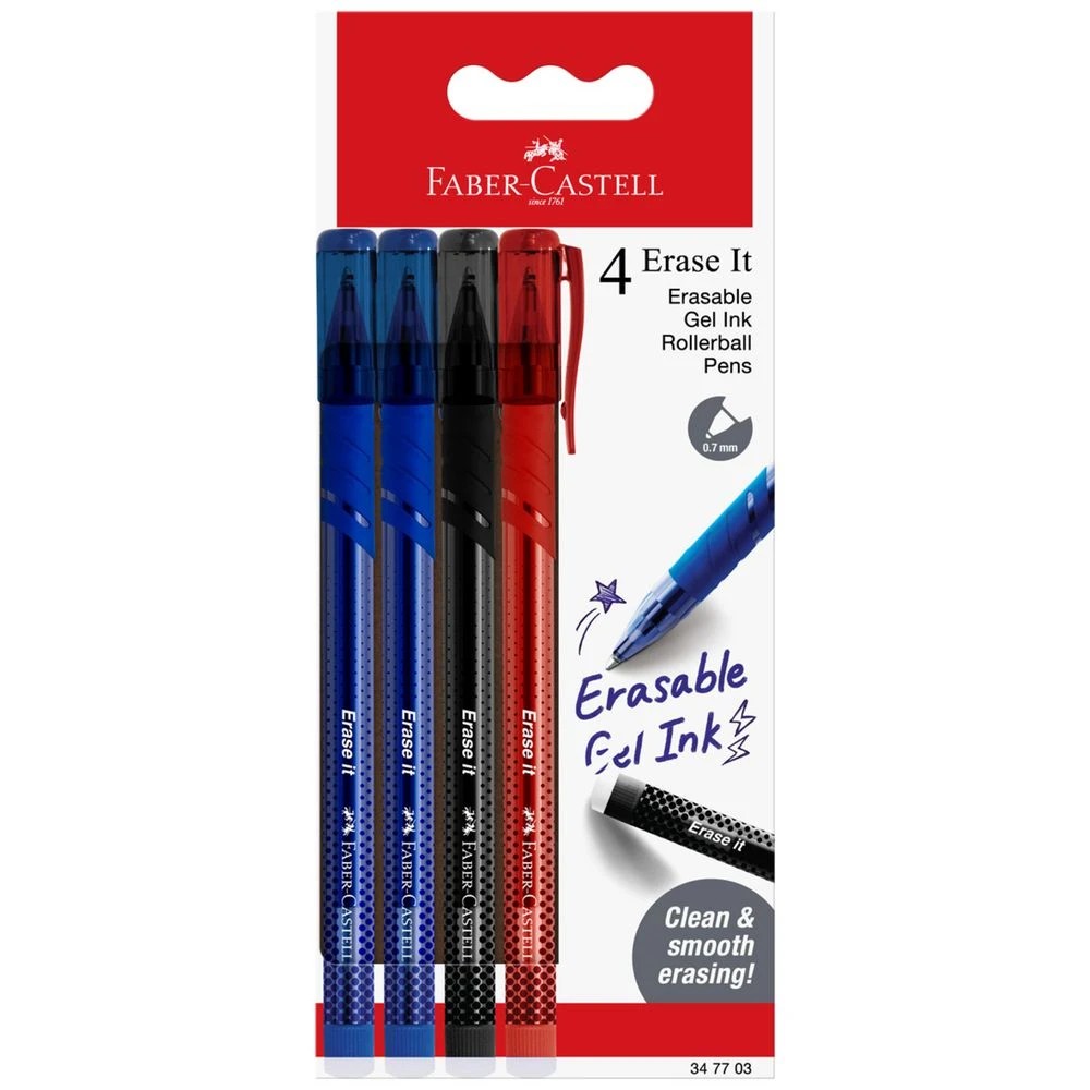 1 Faber-Castell Erase It Gel Pen 0.7mm Assorted 4 Pack, 1 of 4
