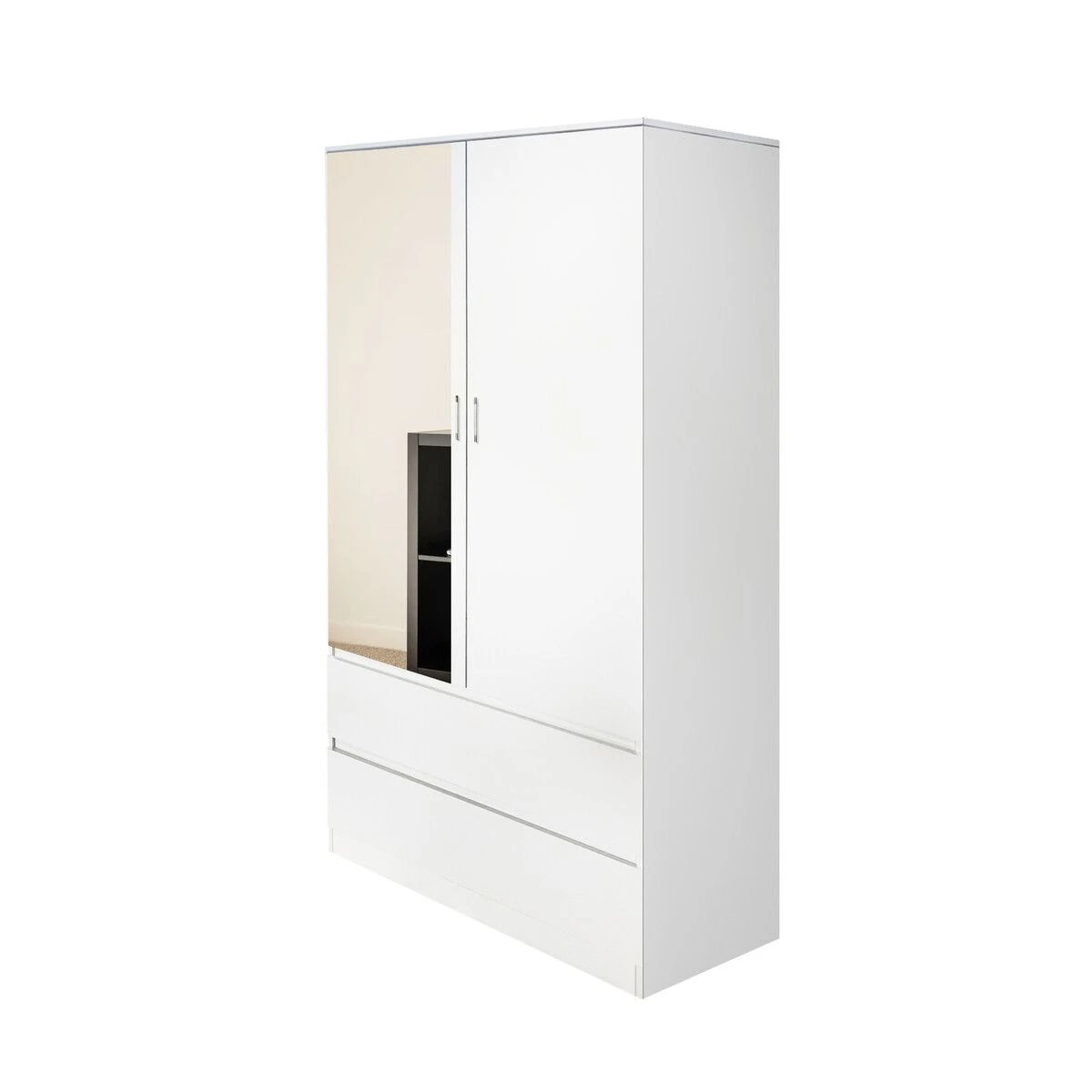 2 Ausway Wardrobe Cabinet Armoire Storage Shelves Organiser with Mirror, 2 of 9