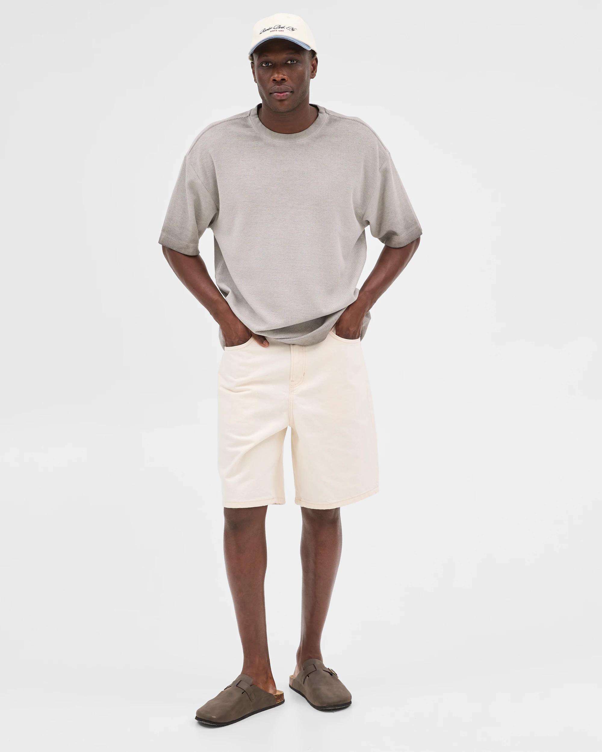 1 Commons Australian Cotton Blend Waffle T-shirt QUITE GREY, 1 of 5