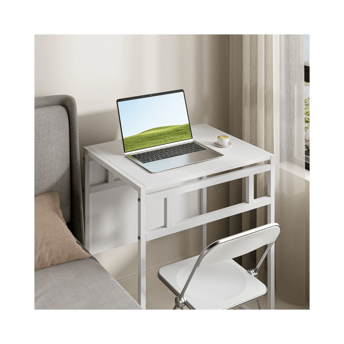 4 Advwin Folding Dining Table Foldable Drop Leaf Home Office Work Desk White, 4 of 9