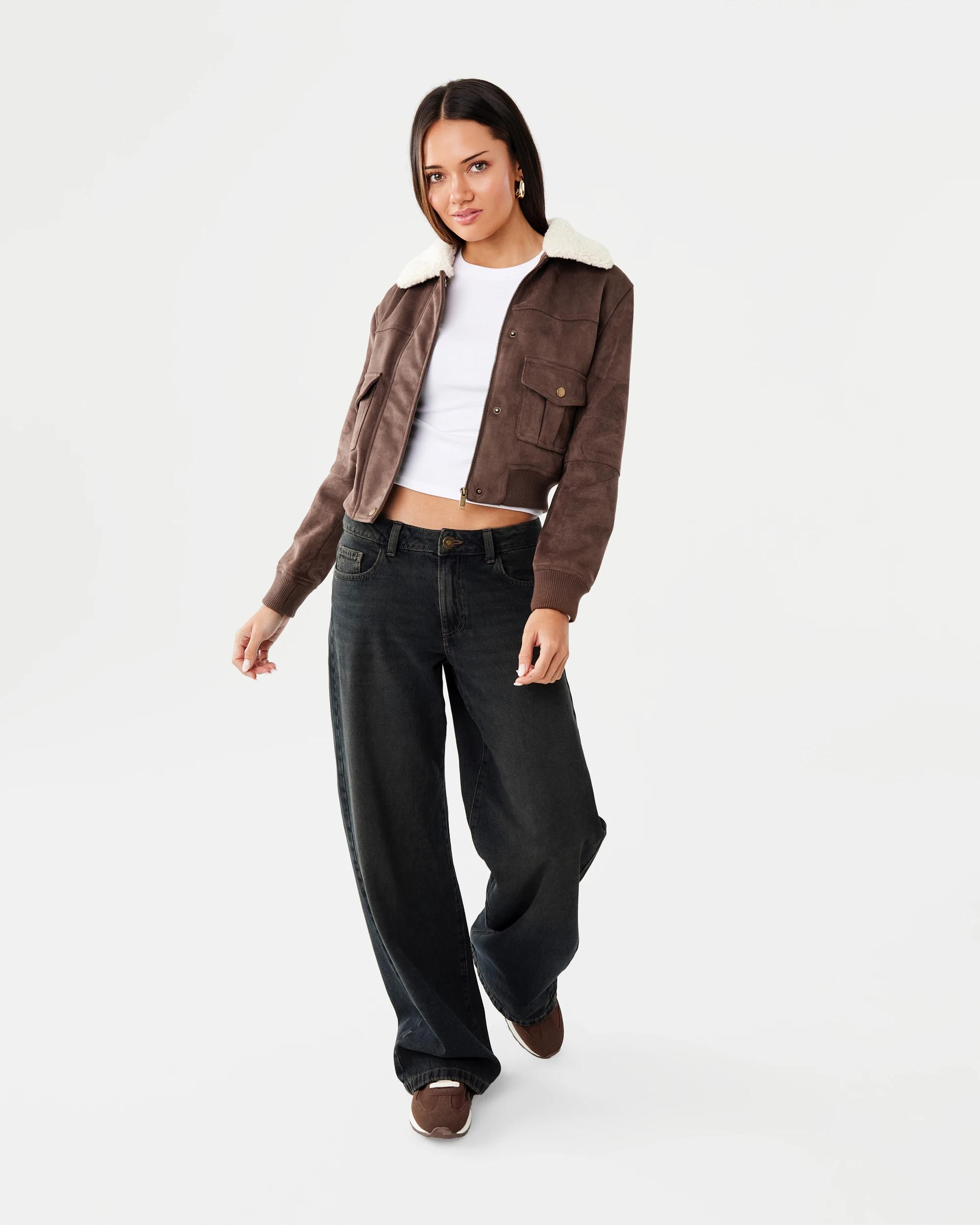 2 Faux Fur Trim Jacket Brn Cafe, 2 of 10