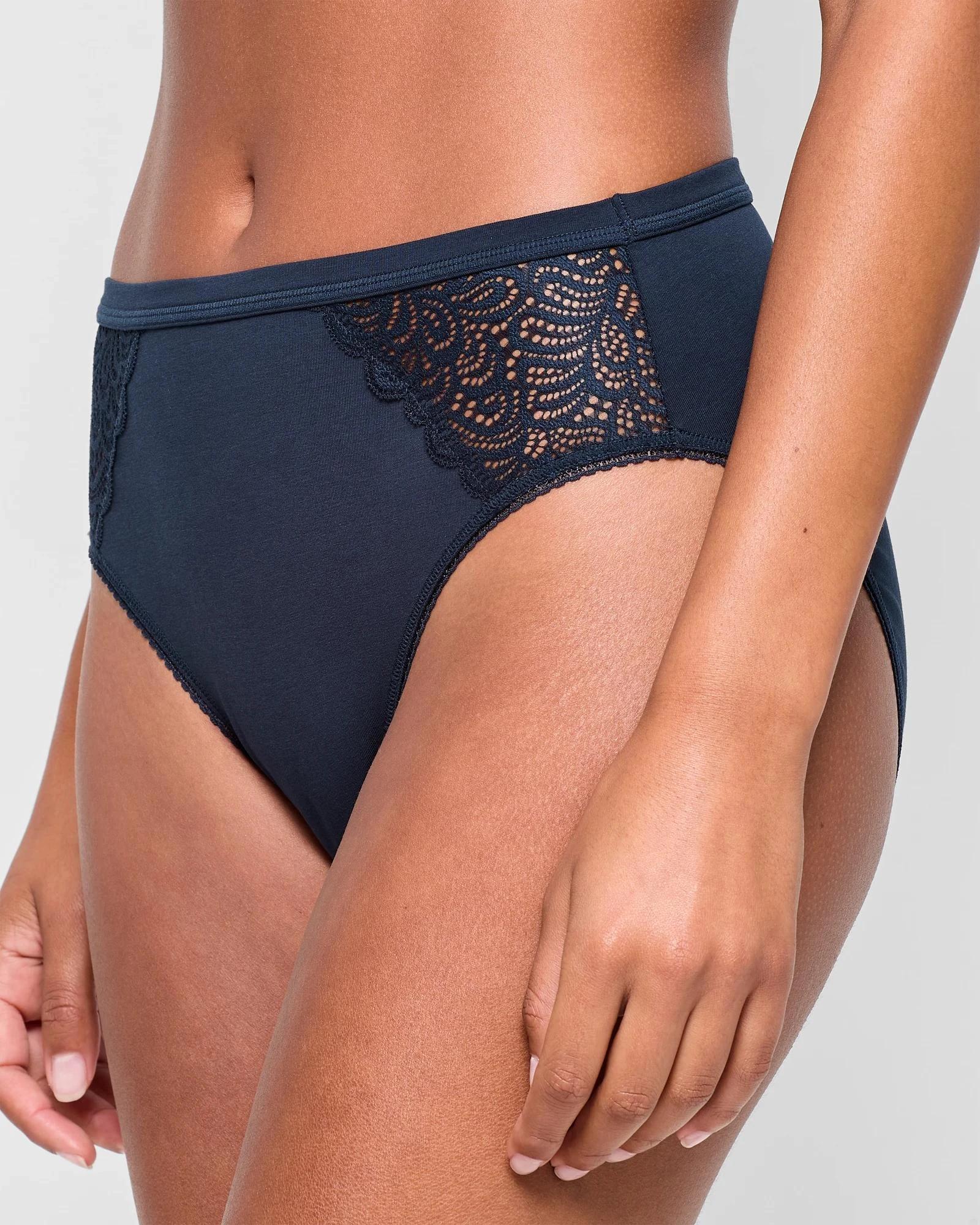 3 Target Woman Australian Cotton and Lace High Cut Briefs NAVY BLUE, 3 of 4
