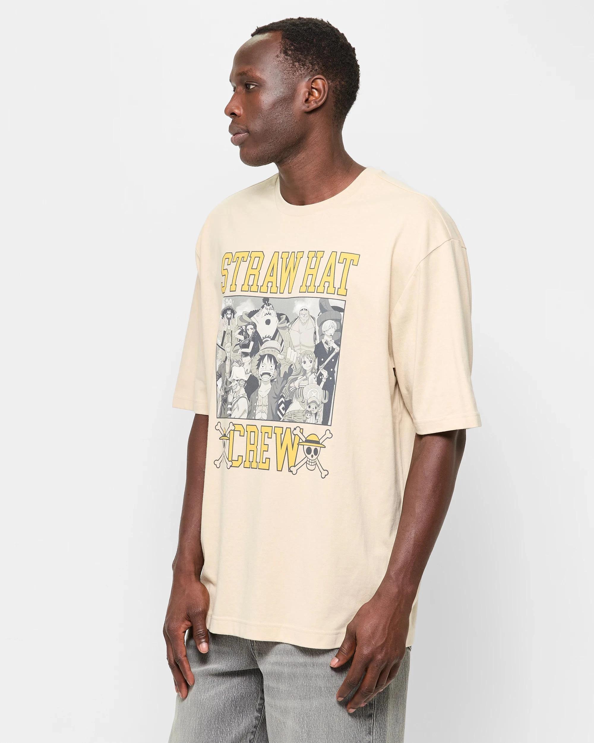 3 Licensed One Piece Straw Hat Print T-Shirt ECRU, 3 of 6