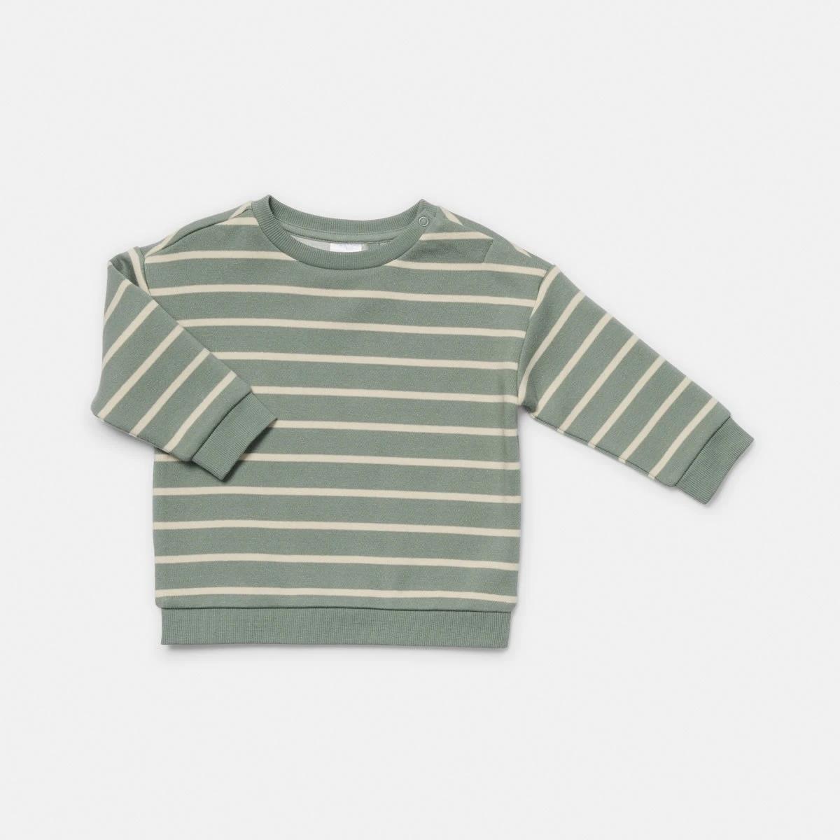 3 2 Pack Drop Shoulder Sweatshirts Grn Stripe, 3 of 6