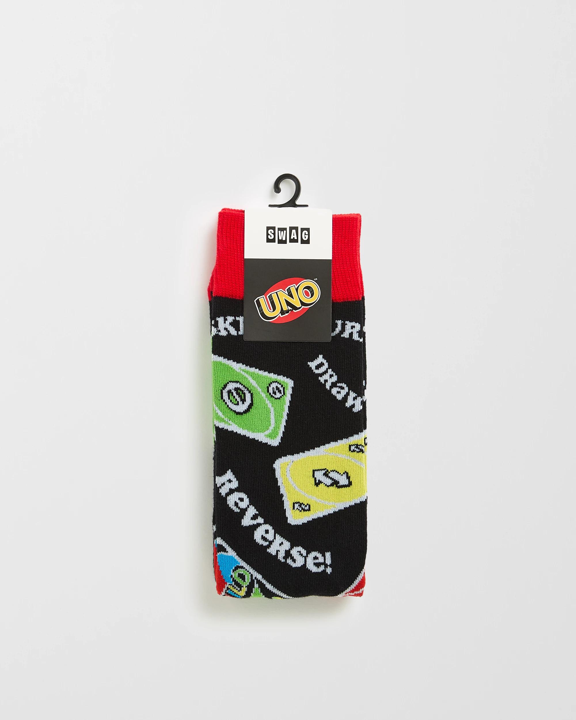 3 Swag Licensed Crew Socks - Uno BLACK, 3 of 3