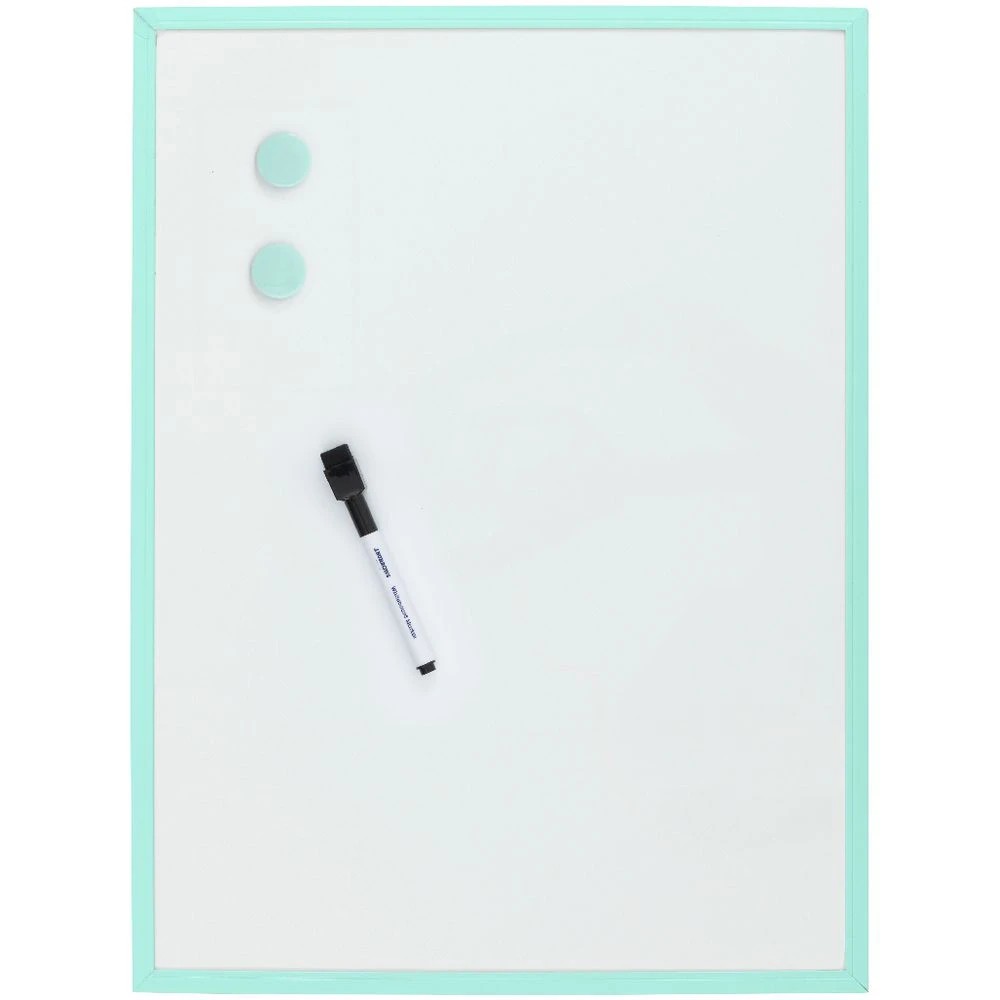 2 J.Burrows Magnetic Whiteboard 430 x 580mm Green Frame, 2 of 7