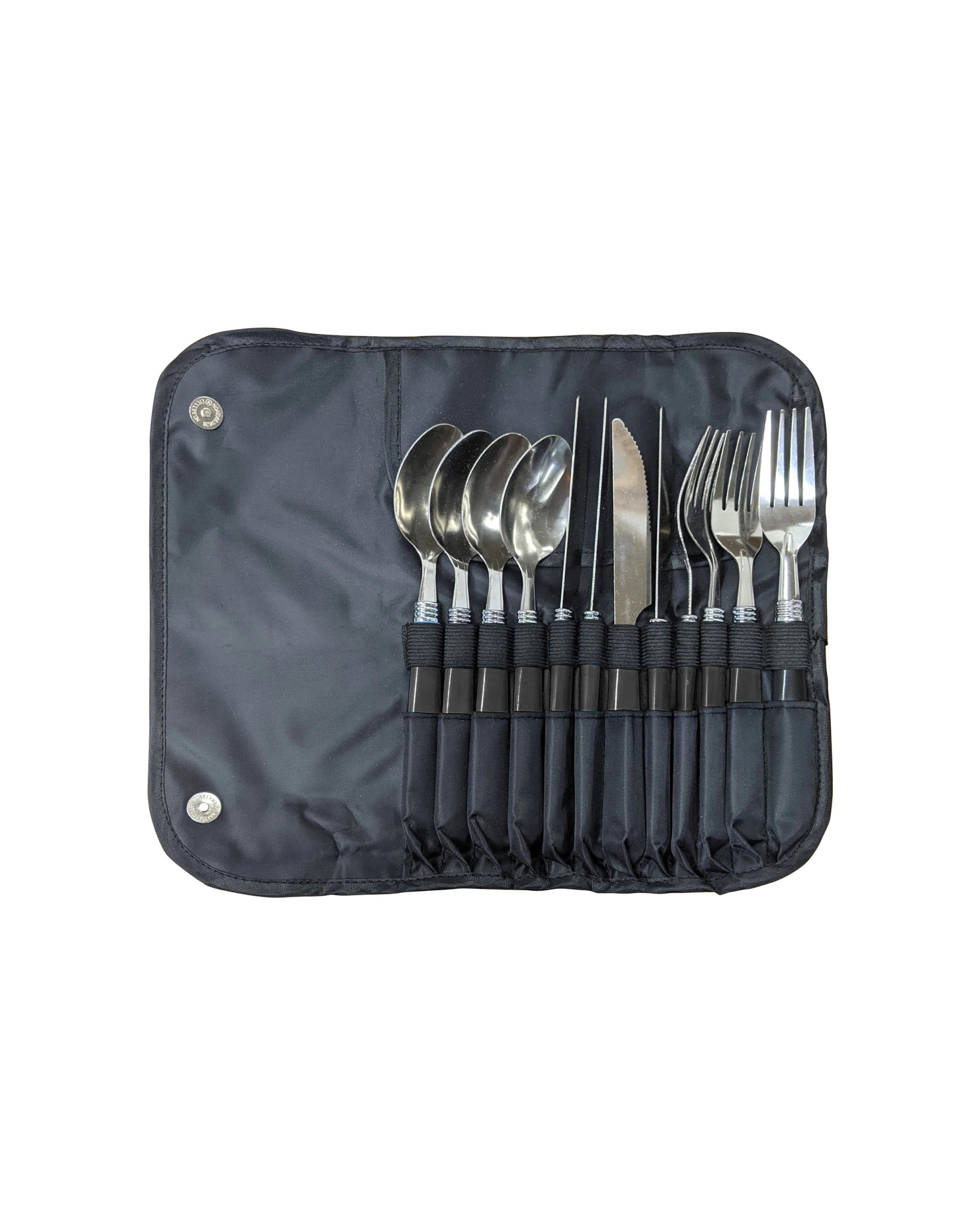 1 Wildtrak 12pc Stainless Steel Cutlery Set With Roll Up Travel Pouch Camping - Silver, 1 of 2
