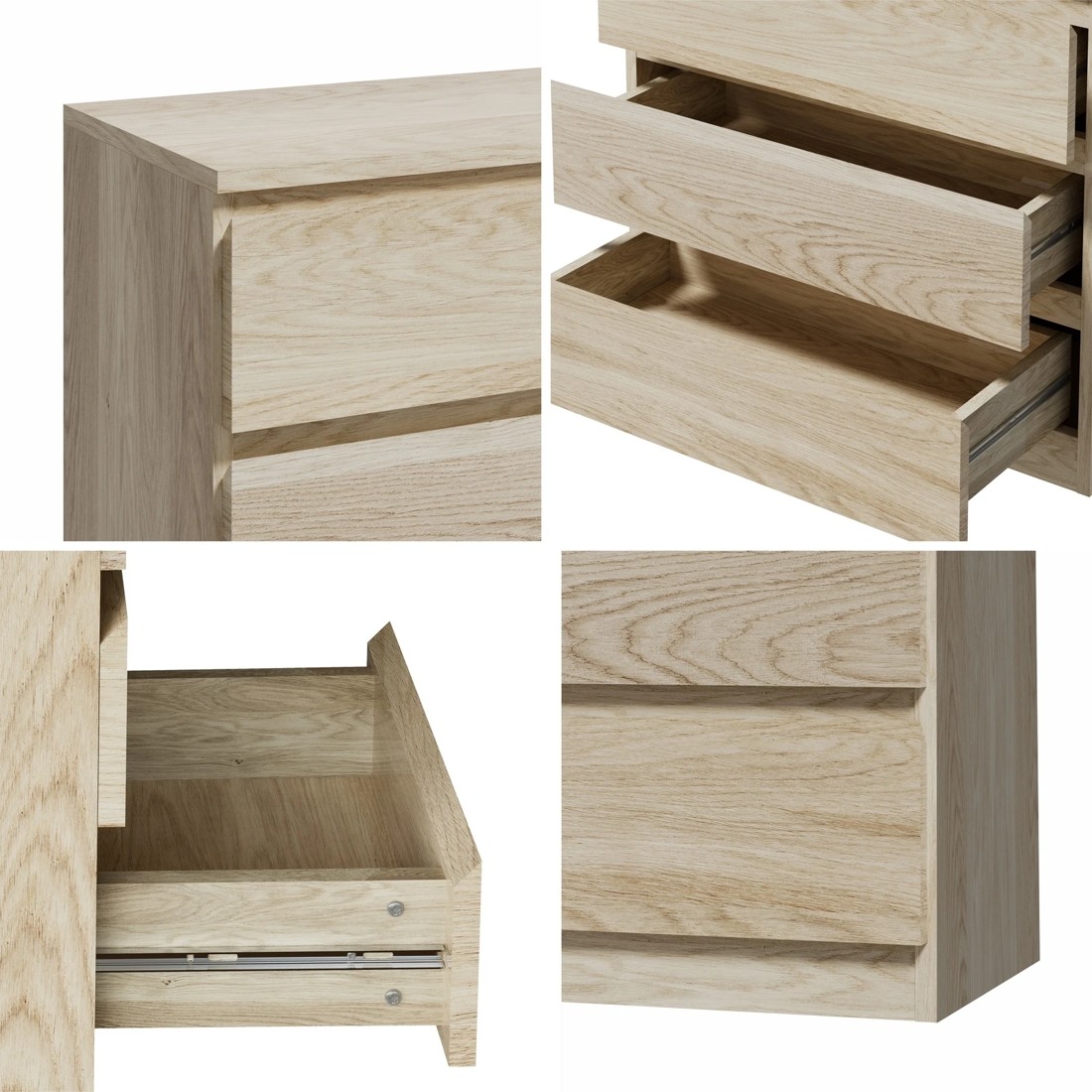 4 Oikiture 3 Chest Of Drawers Lowboy Dresser Table Storage Cabinet Bedroom
 - Natural, 4 of 10