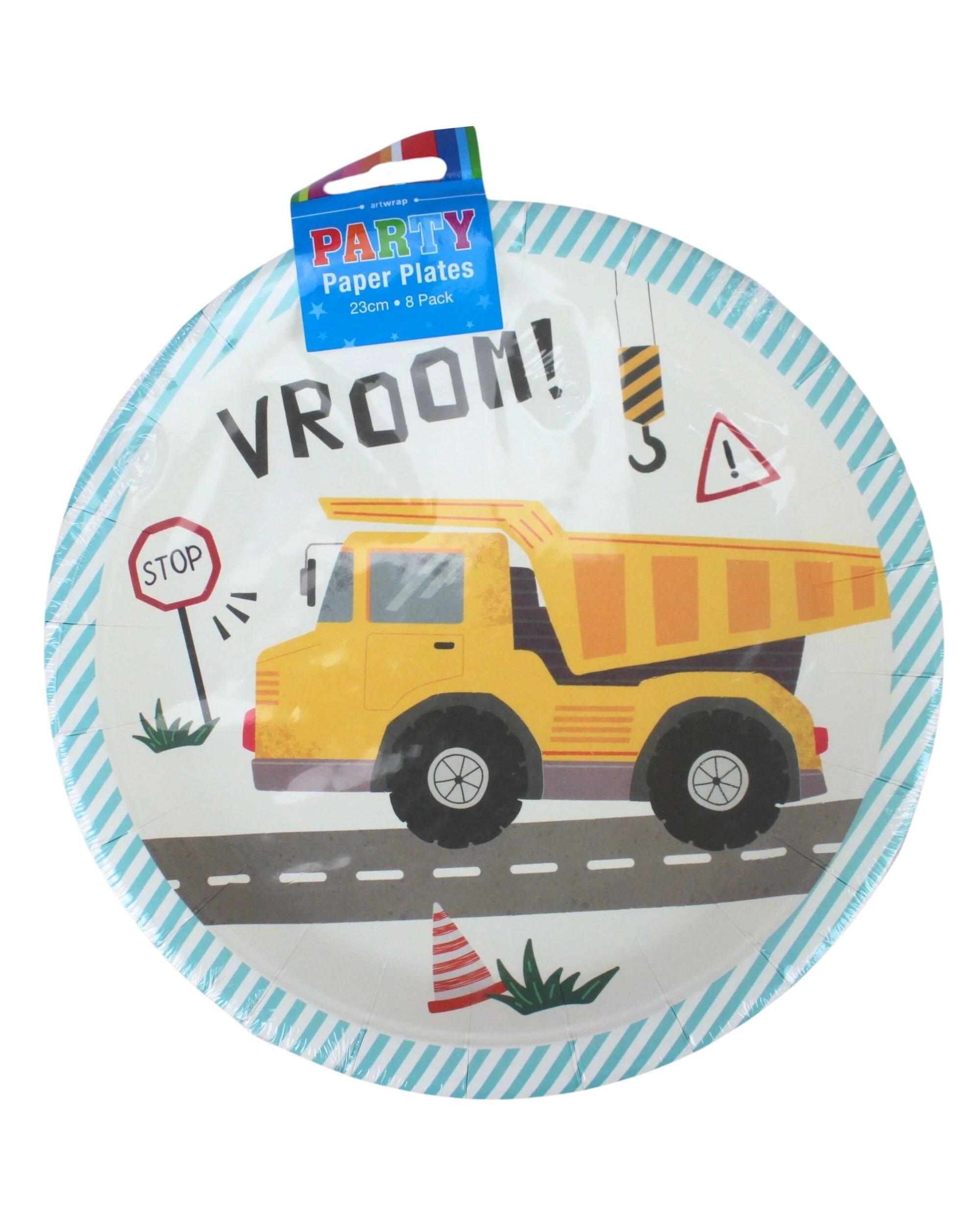 2 Design Group Construction Road Works Large Paper Plates Pack of 8 - Multi, 2 of 3